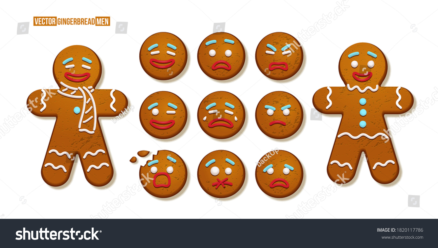 Gingerbread Emotions Clip Art Set