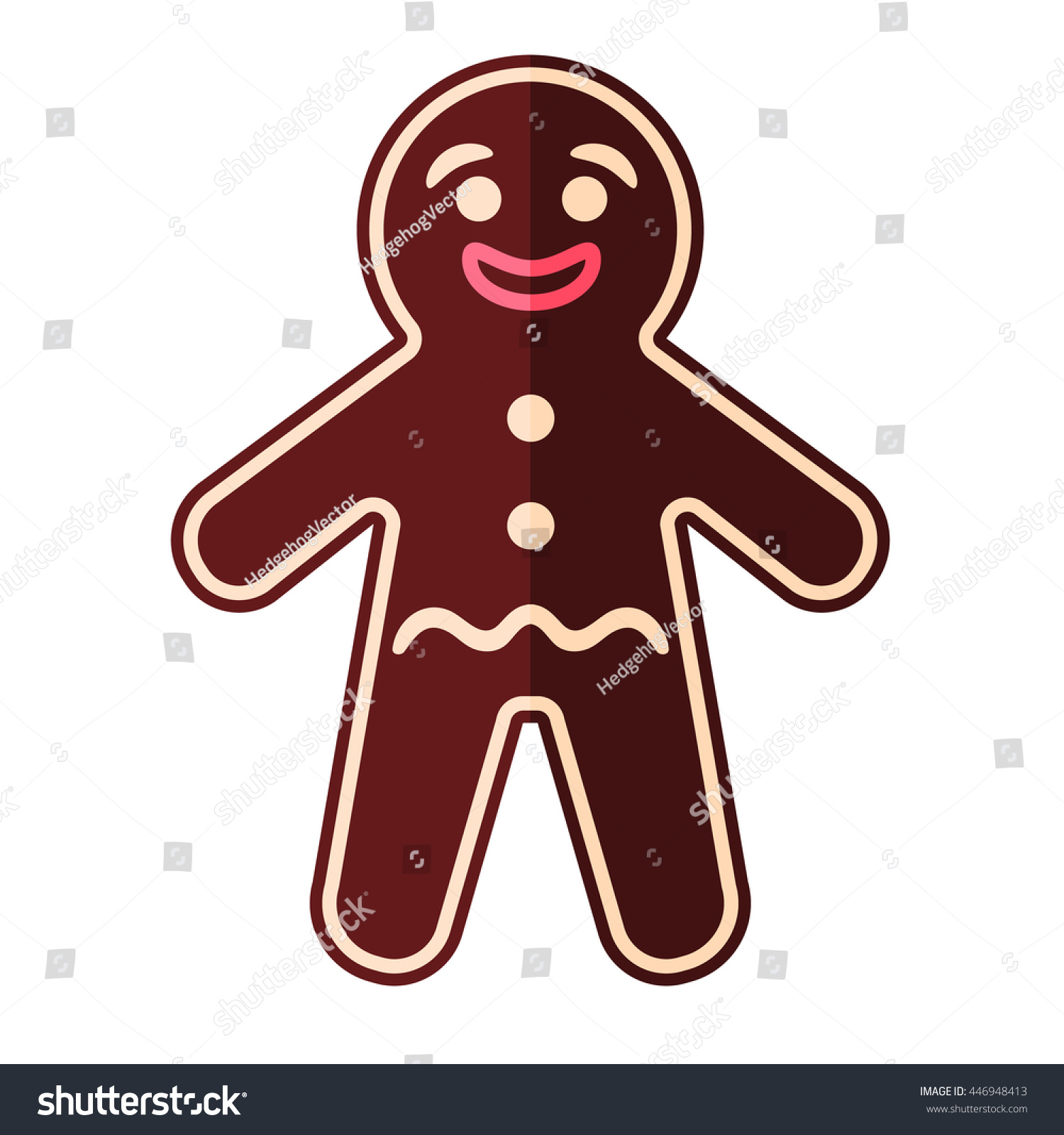 Gingerbread Man Flat Icon Stock Vector 446948413 - Shutterstock