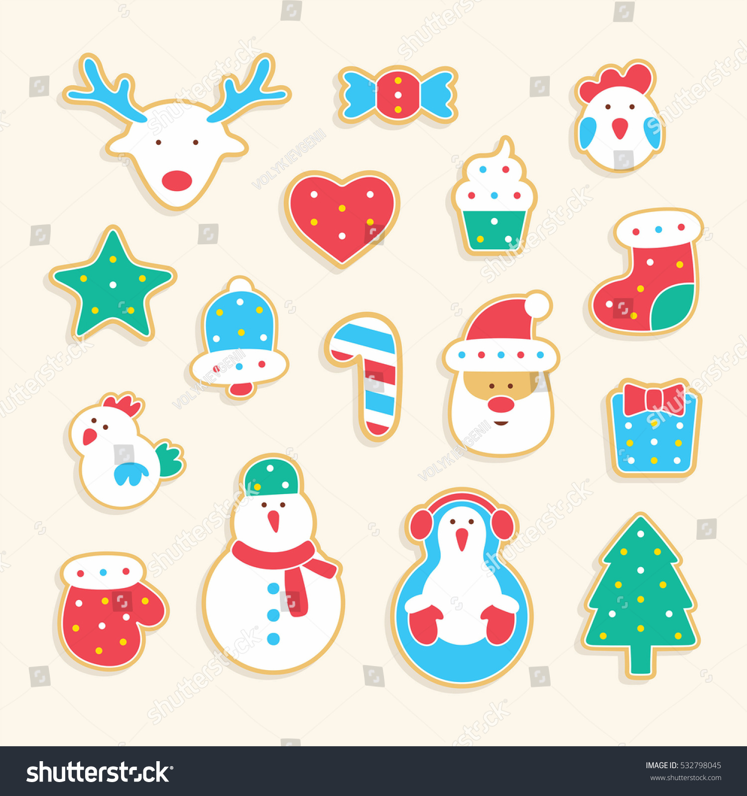 Gingerbread Set Stock Vector Illustration 532798045 : Shutterstock