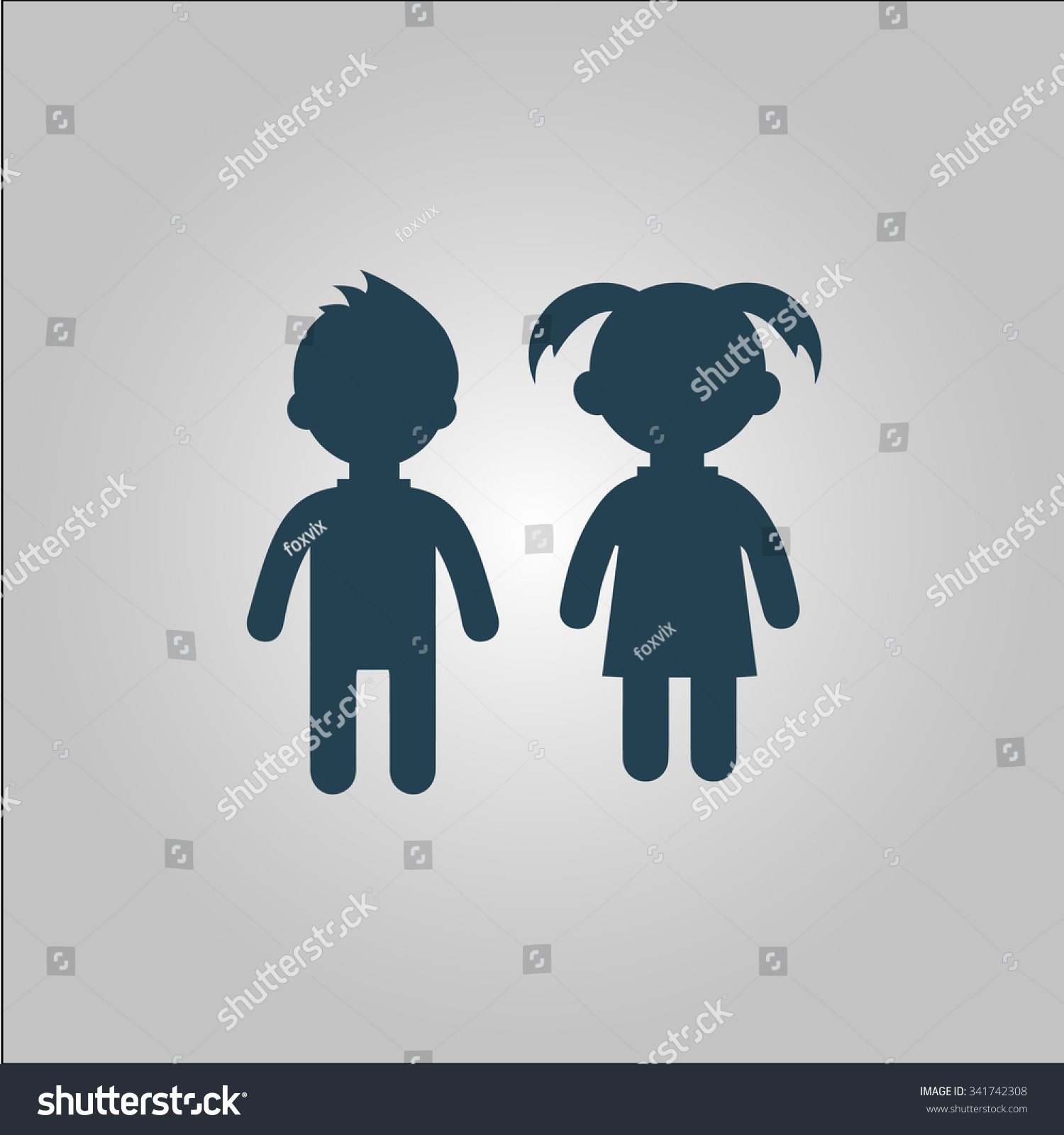 Girl Boy Icon On White Background Stock Vector (Royalty Free) 341742308 ...