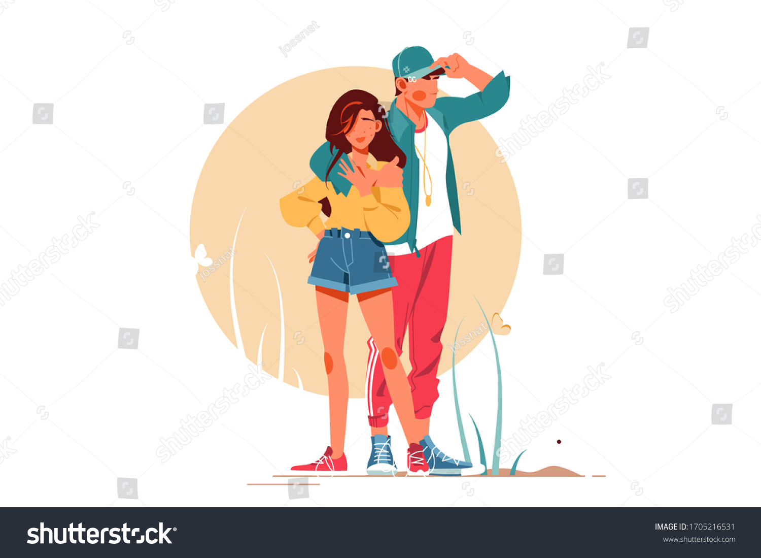 Girl Boy Posing Stylish Outfits Vector Stock Vector (Royalty Free ...
