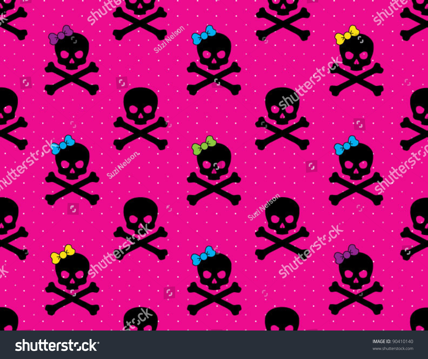 Girl Boy Skull Cross Bones Pattern Stock Vector 90410140 ...