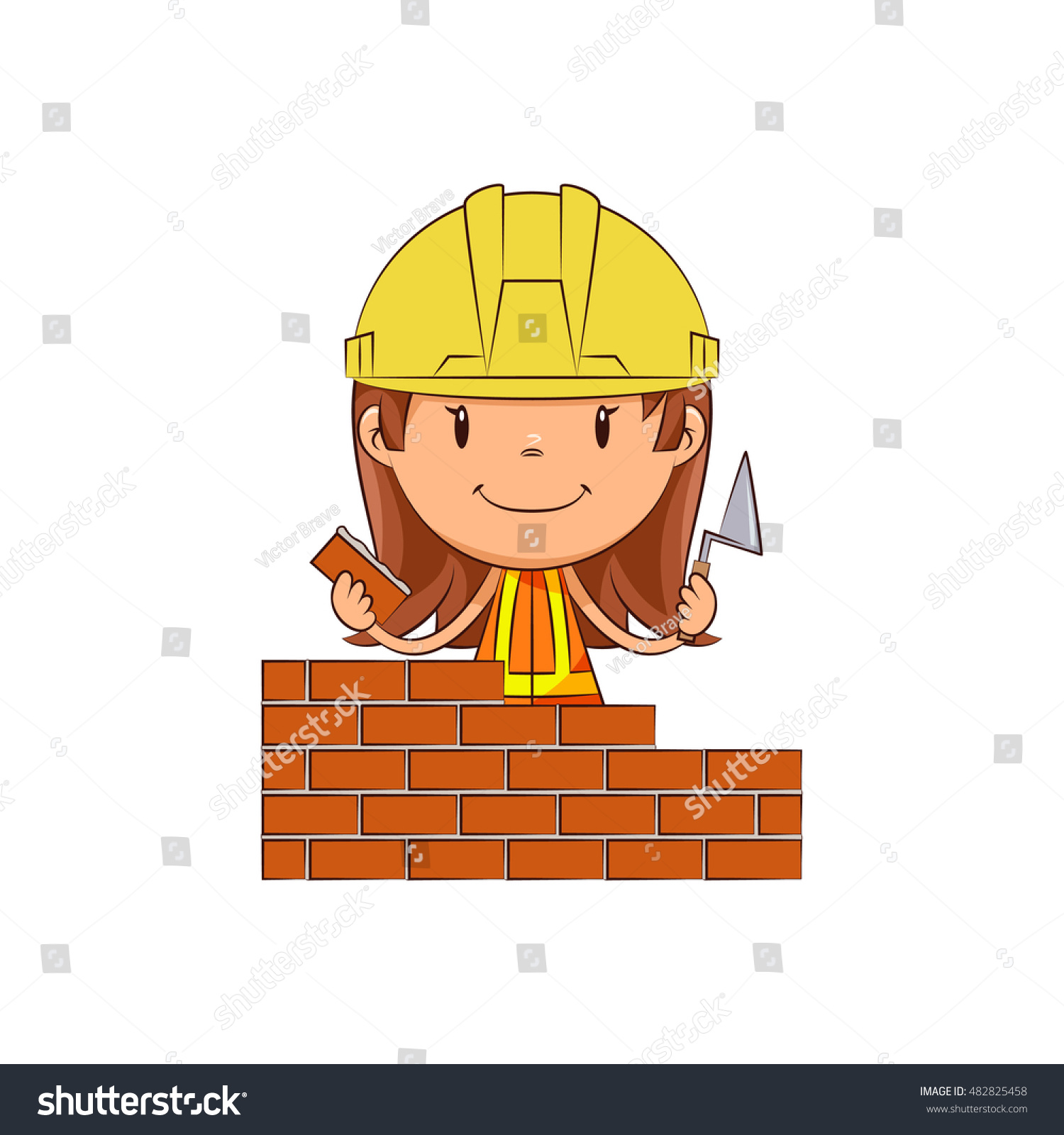 Girl Bricklayer Vector Illustration Vector De Stock Libre De Regalías