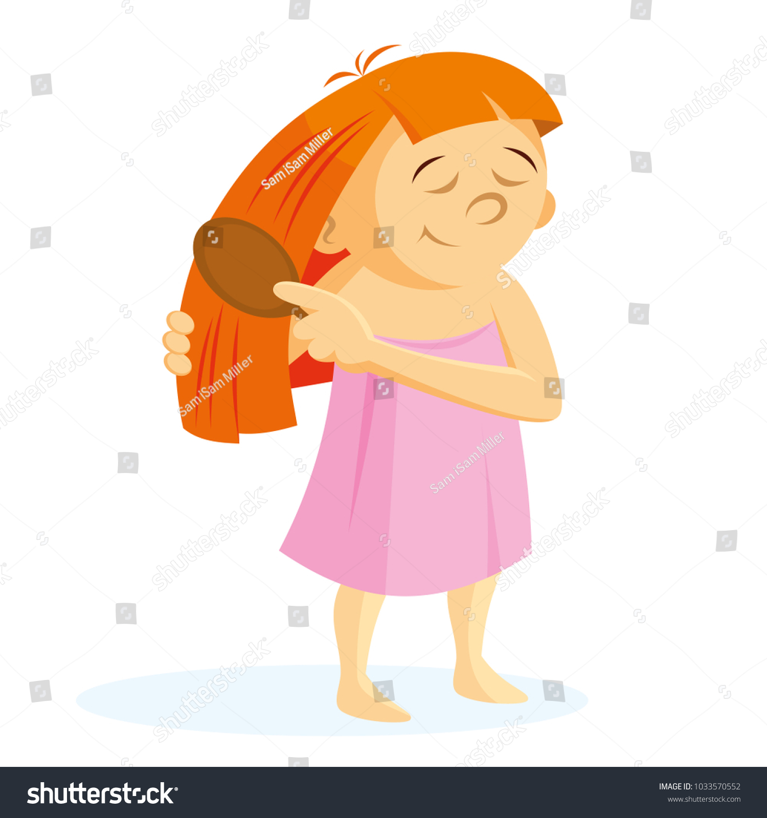 Girl Brushing Hair Stock Vector (Royalty Free) 1033570552 | Shutterstock