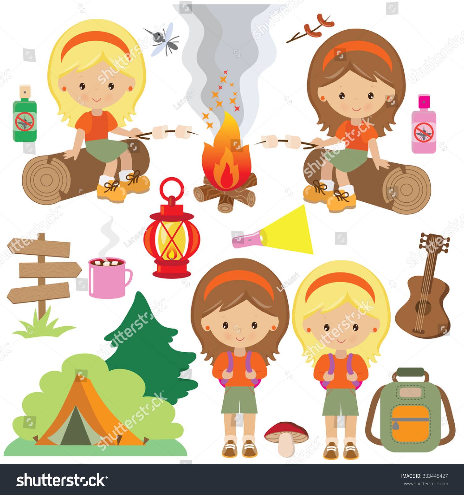 Girl Camp Vector Illustration Stock Vector (Royalty Free) 333445427