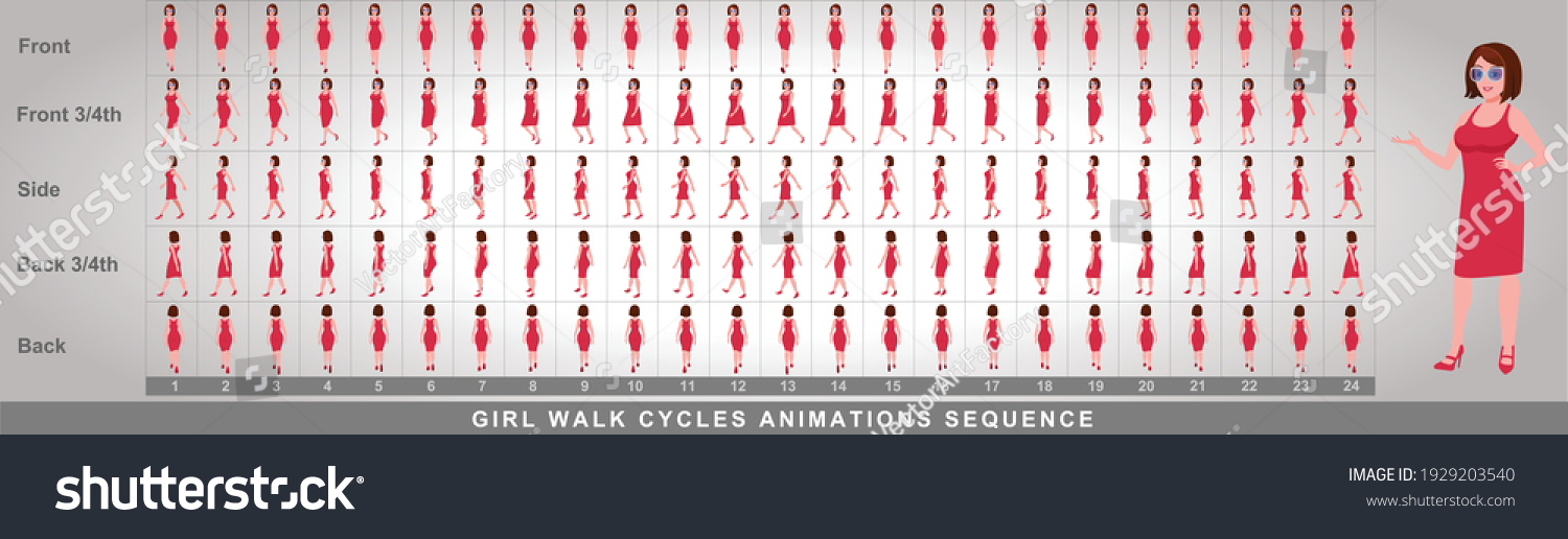Girl Character Walk Cycle Animation Sequence Stock Vector Royalty Free Girl Character Walk Cycle Animation Sequence Stock Vector Royalty Free