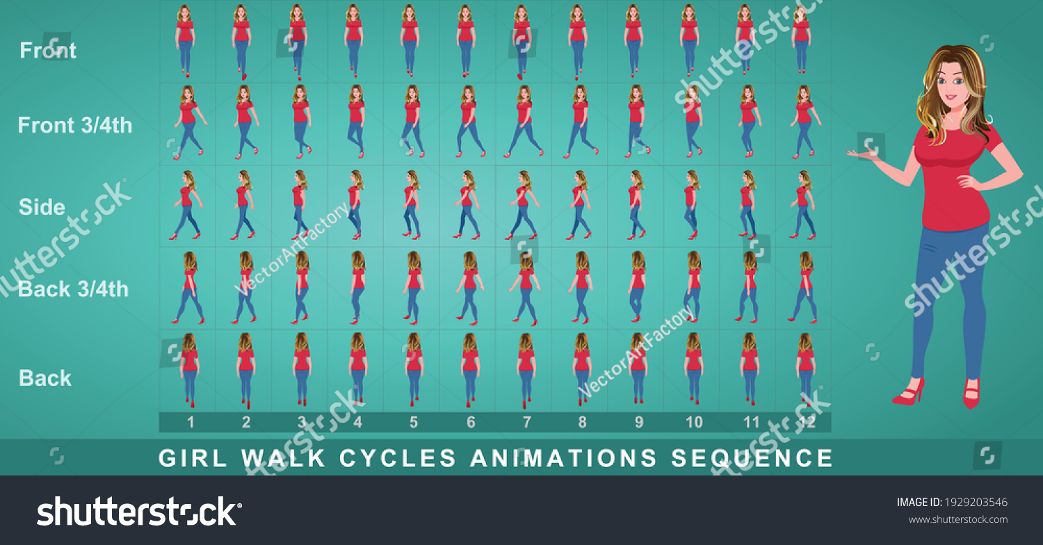 Girl Character Walk Cycle Animation Sequence Stock Vector Royalty Free Girl Character Walk Cycle Animation Sequence Stock Vector Royalty Free