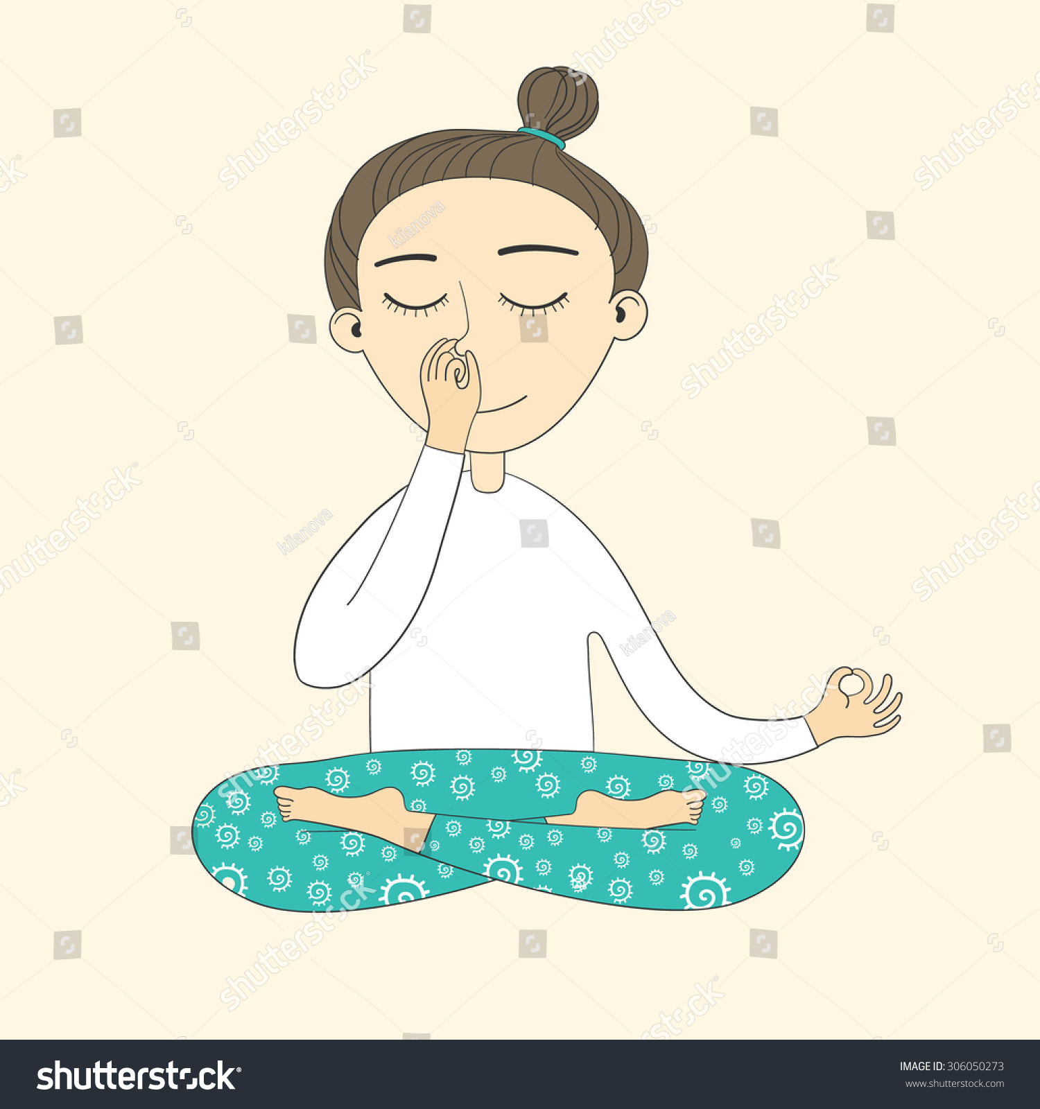 Girl Does Yoga Exercises. Vector Yoga Illustration. Sketch With Yoga ...