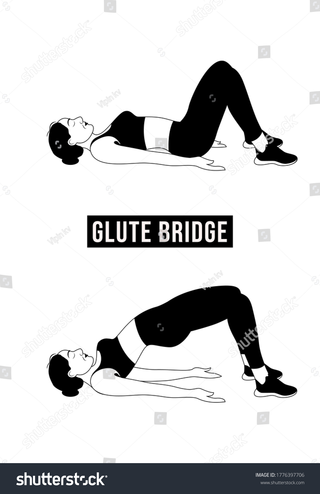 Girl Doing Glute Bridge Exercise Woman Stock Vector Royalty Free 1776397706 Shutterstock 8058