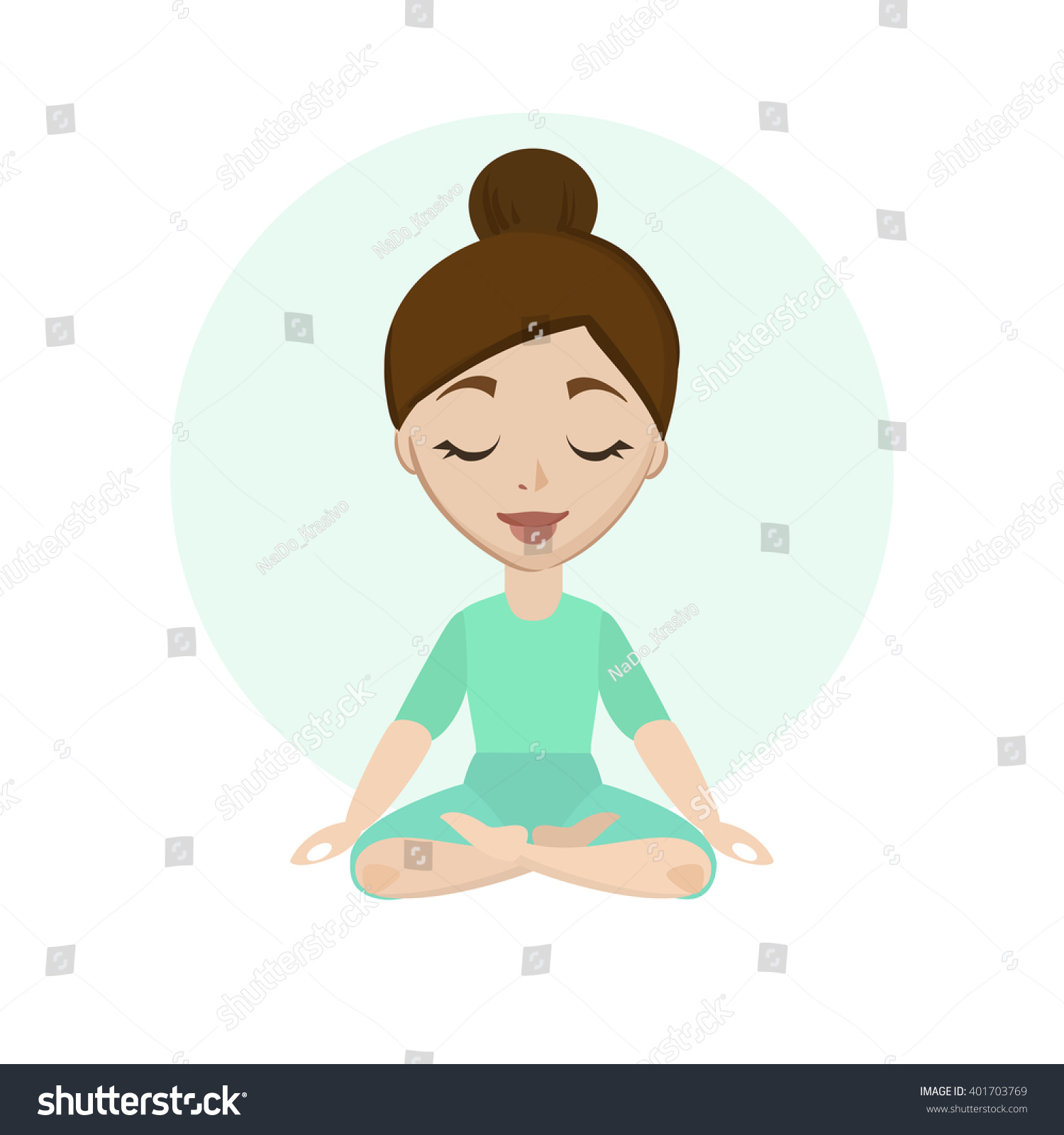 Girl Doing Yoga Cartoon Flat Illustration Stock Vector (Royalty Free ...