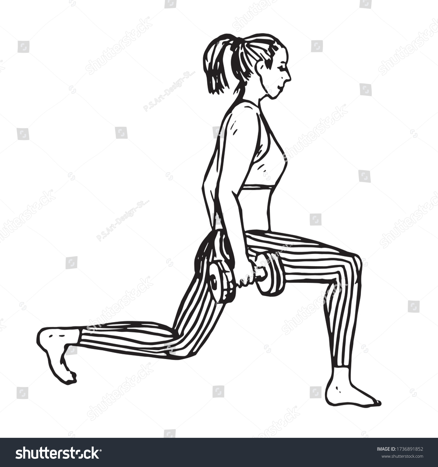 Girl Dumbbell Squat Side View Isolated Stock Vector (Royalty Free ...