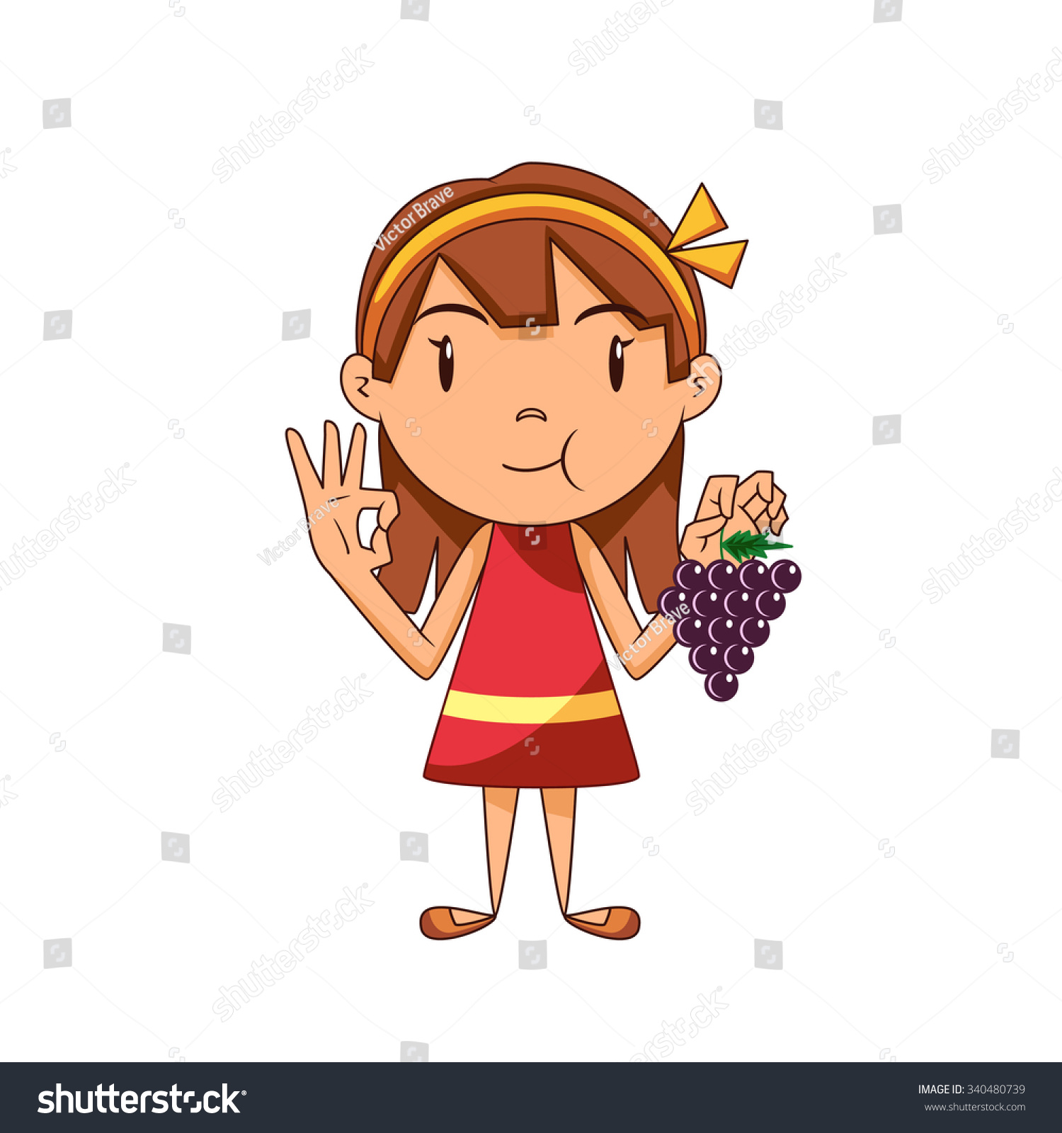 SVG of Girl eating grapes, vector illustration svg