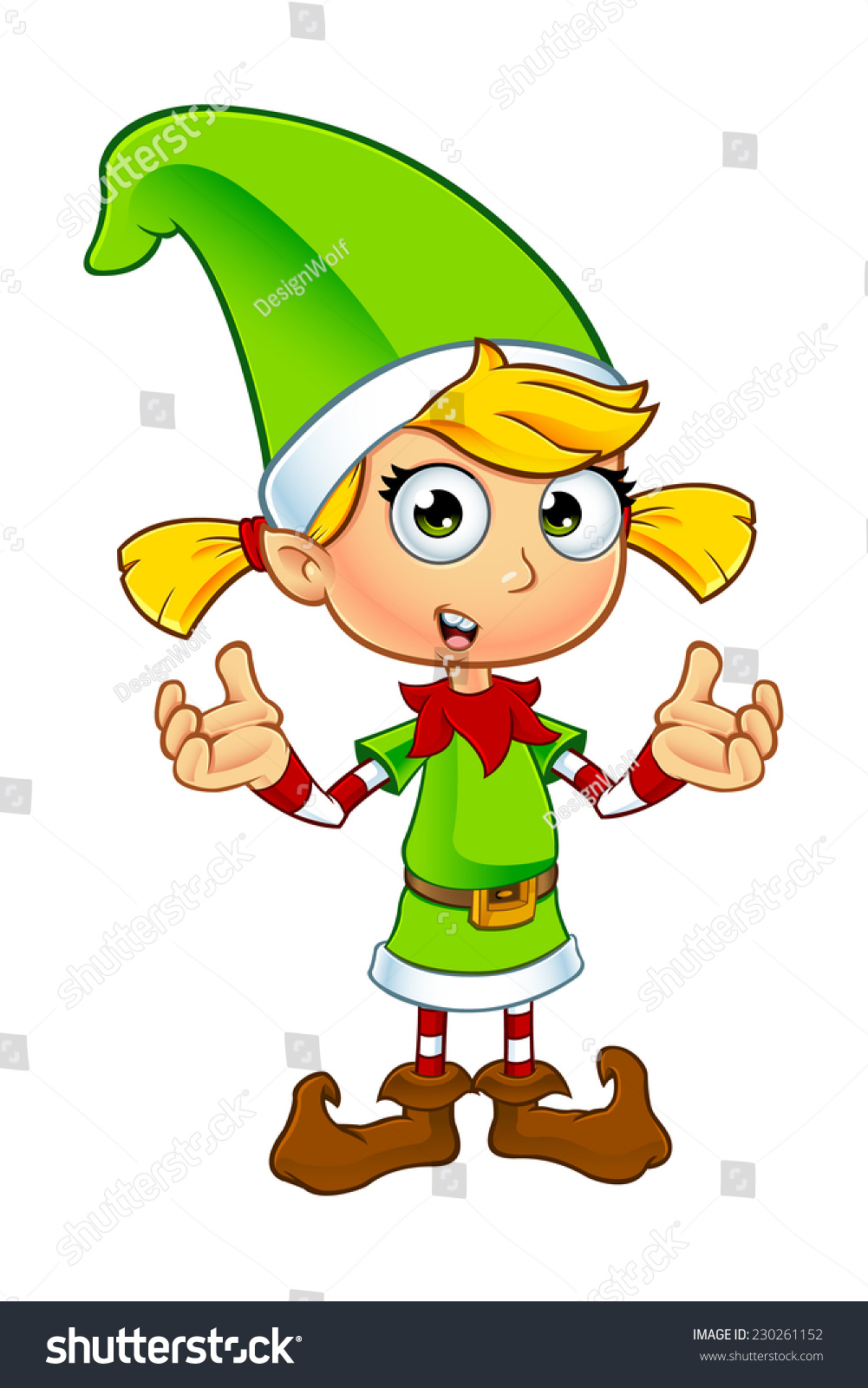 Girl Elf Character Green Confused Stock Vector (Royalty Free) 230261152