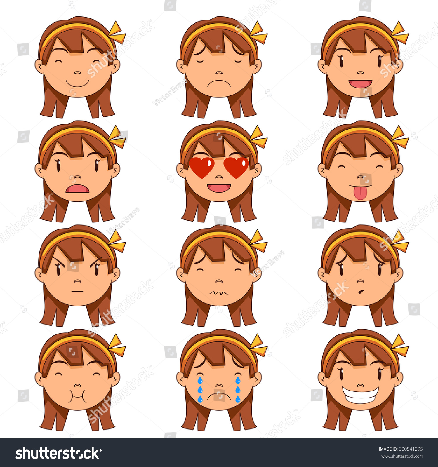 Girl Emotions, Vector, Set Collection - 300541295 : Shutterstock