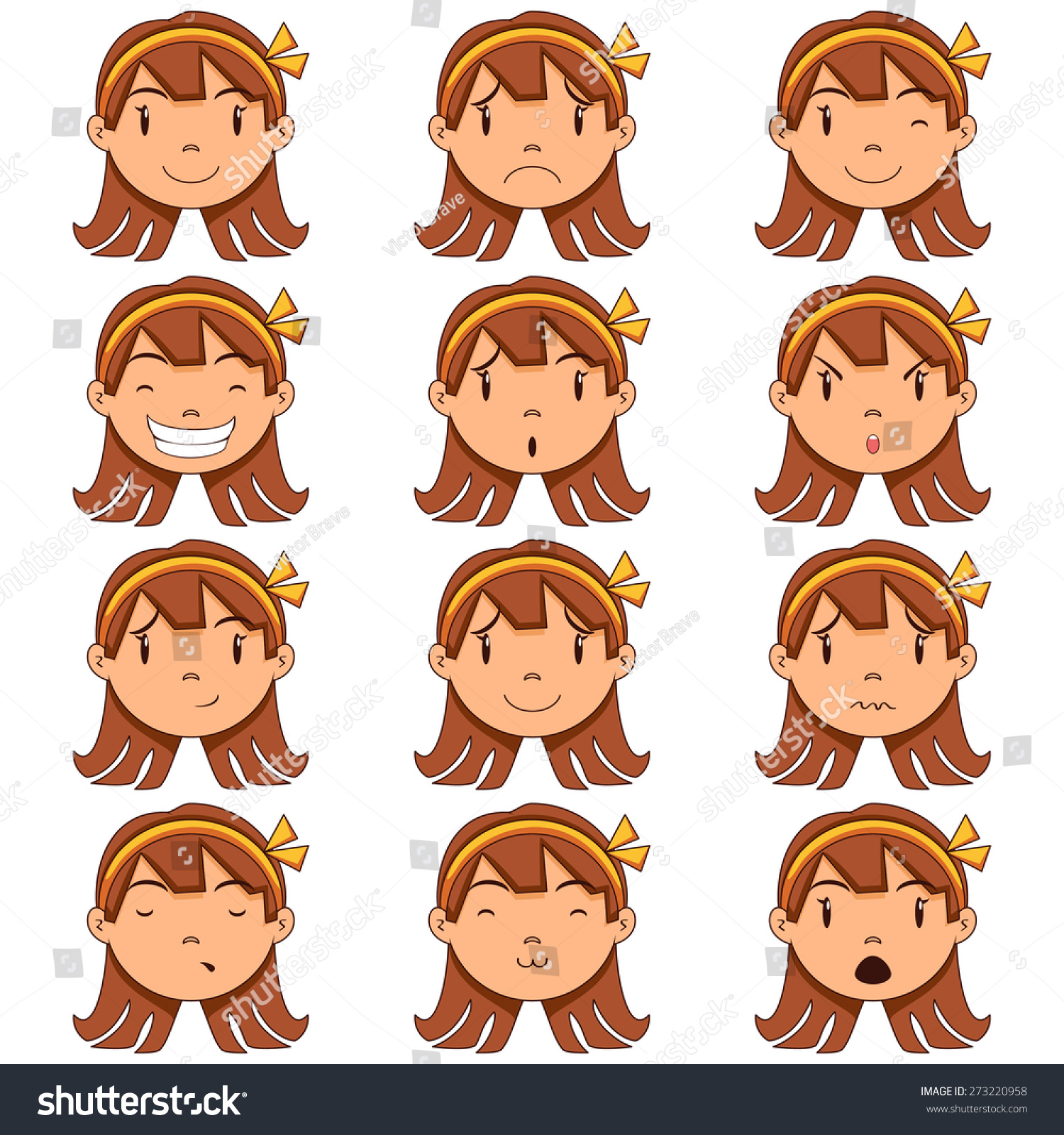 Girl Face Expressions Vector Illustration Set Stock Vector 273220958 ...