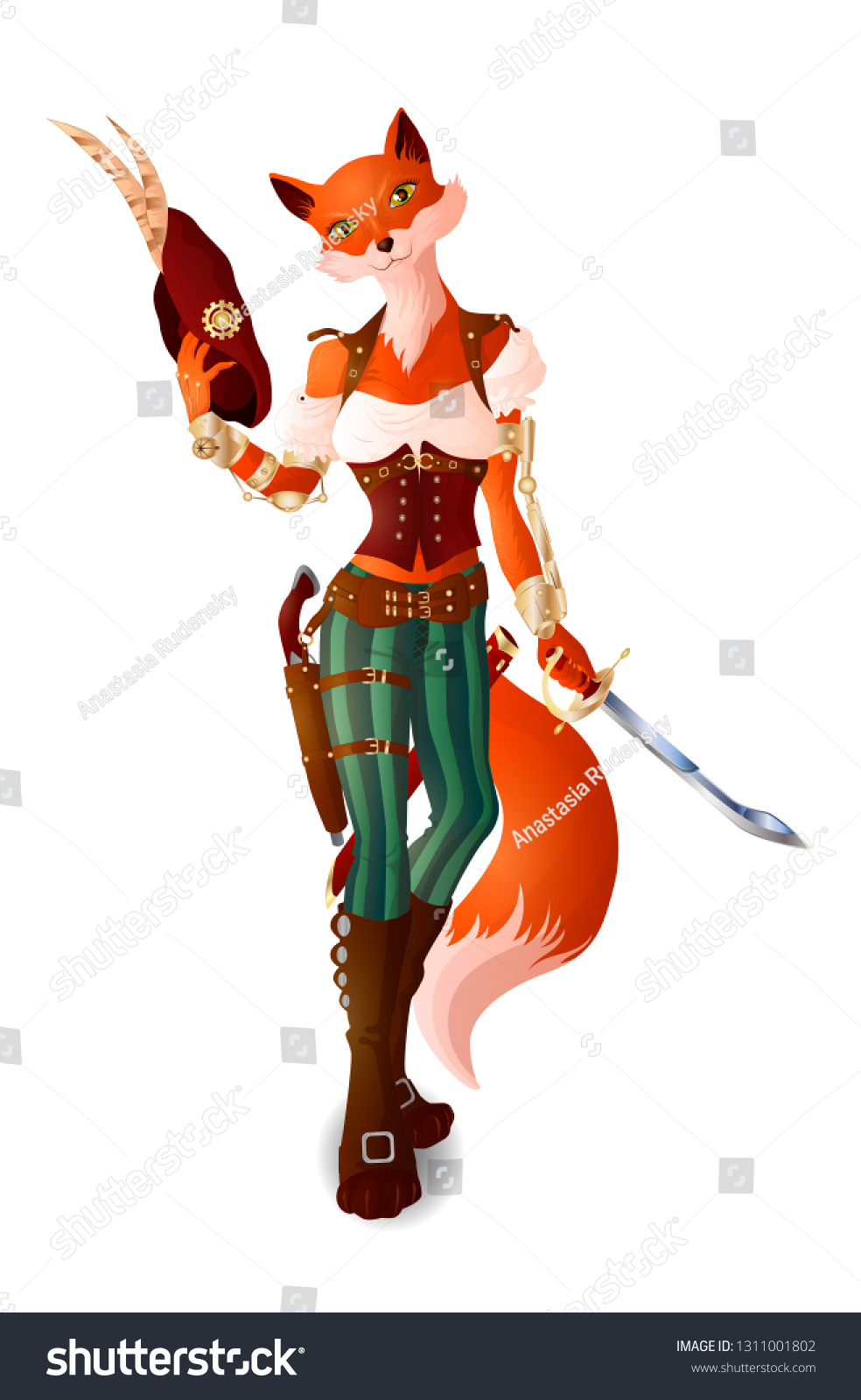 Girl Fox Pirate Clothes Steampunk Style Stock Vector Royalty Free 1311001802 - pin by roblox cheeky chic on pirates steampunk fashion