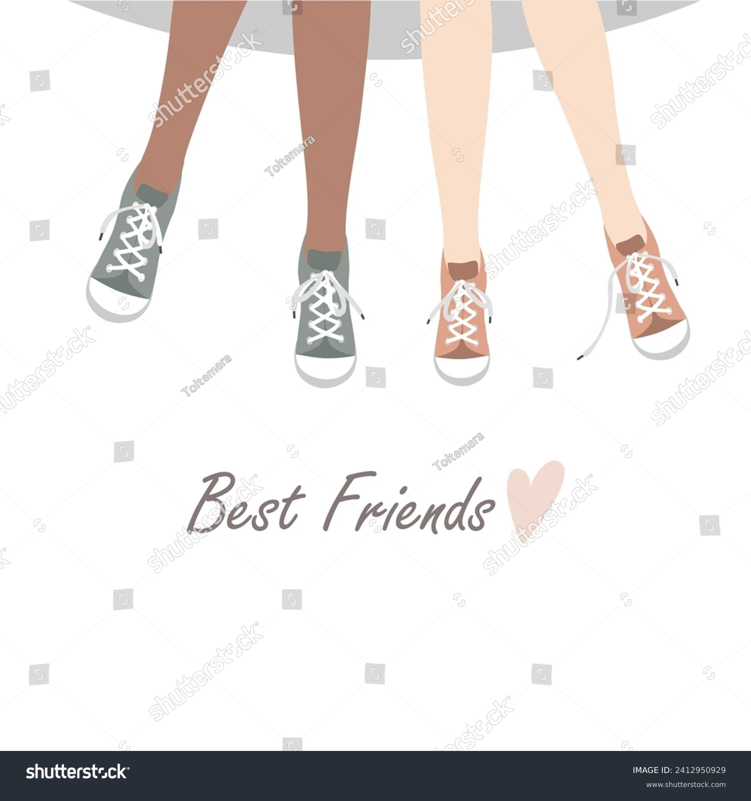 SVG of Girl friends legs in sneakers shoes. Vector illustration isolated on white background. svg