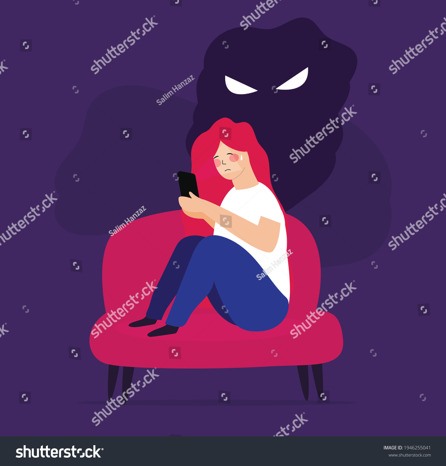 Girl Has Fomo Symptoms Fear Missing Stock Vector (Royalty Free ...