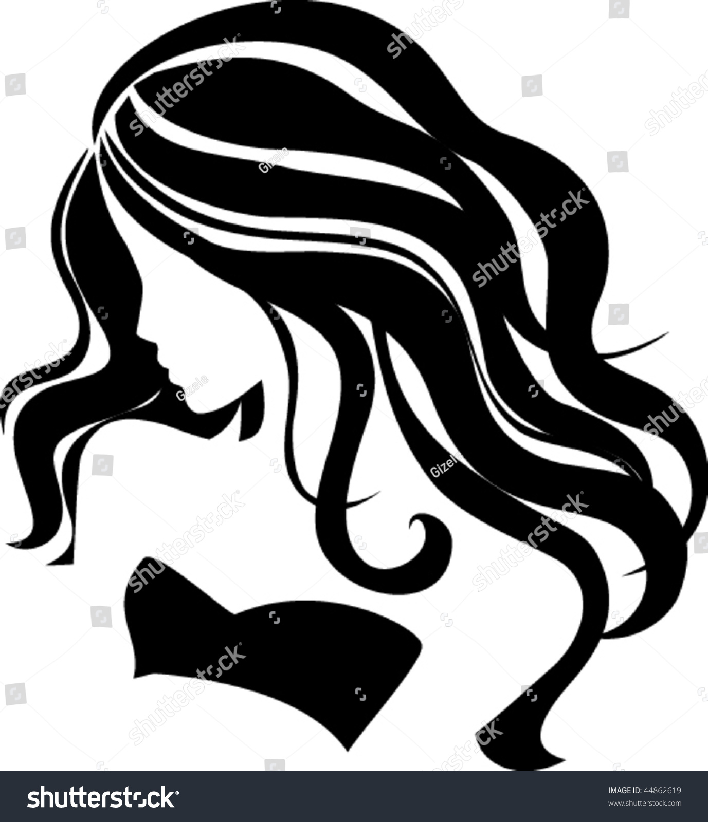 Girl Icon Beautiful Female Silhouette Young Stock Vector 44862619 ...