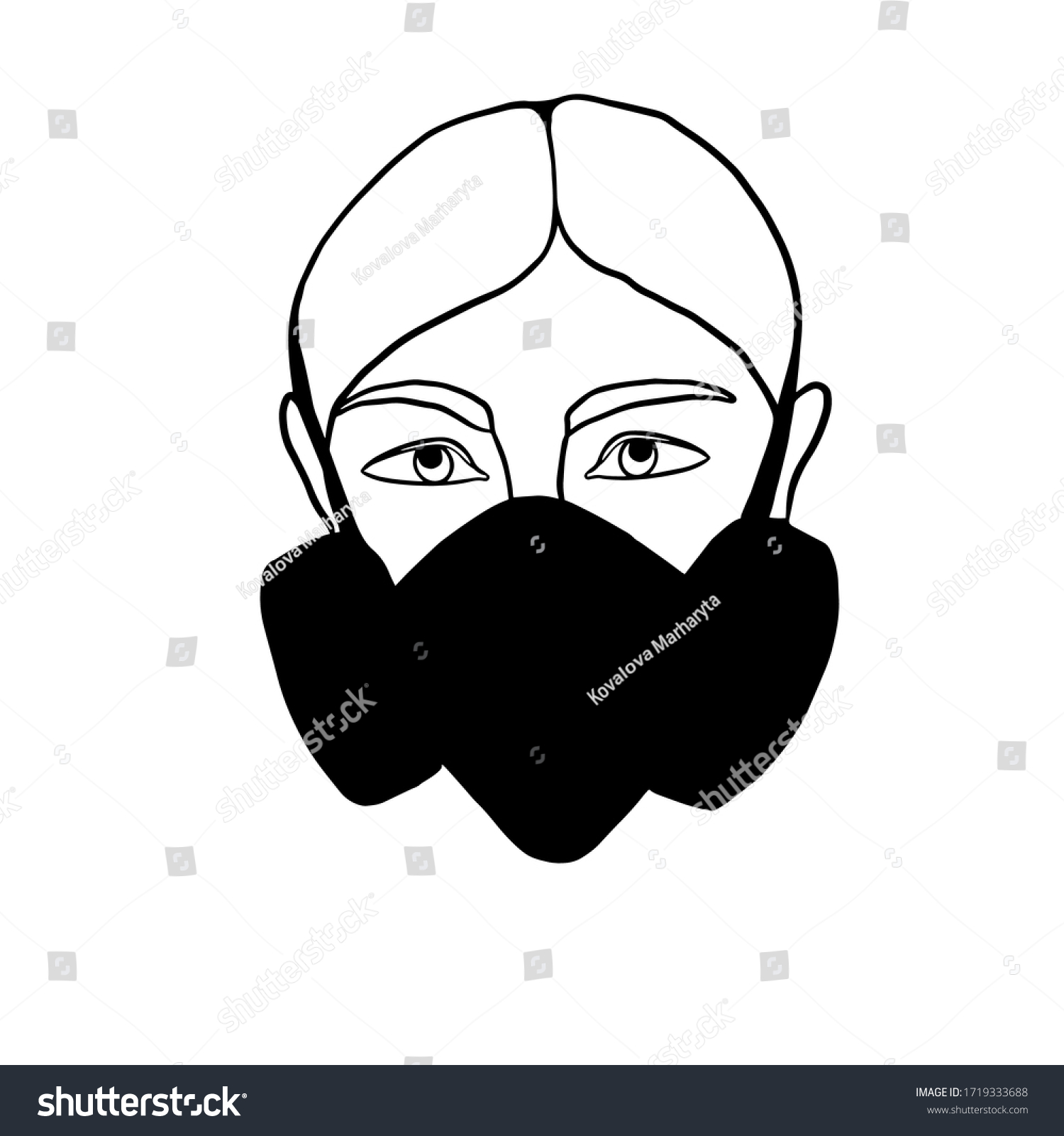 SVG of Girl in a gas mask in simple style on white background. Girl in a protective mask. Face mask.Vector illustration.  For cards, posters, decor it can be used as a print for for t-shirts and bags. Logo  svg