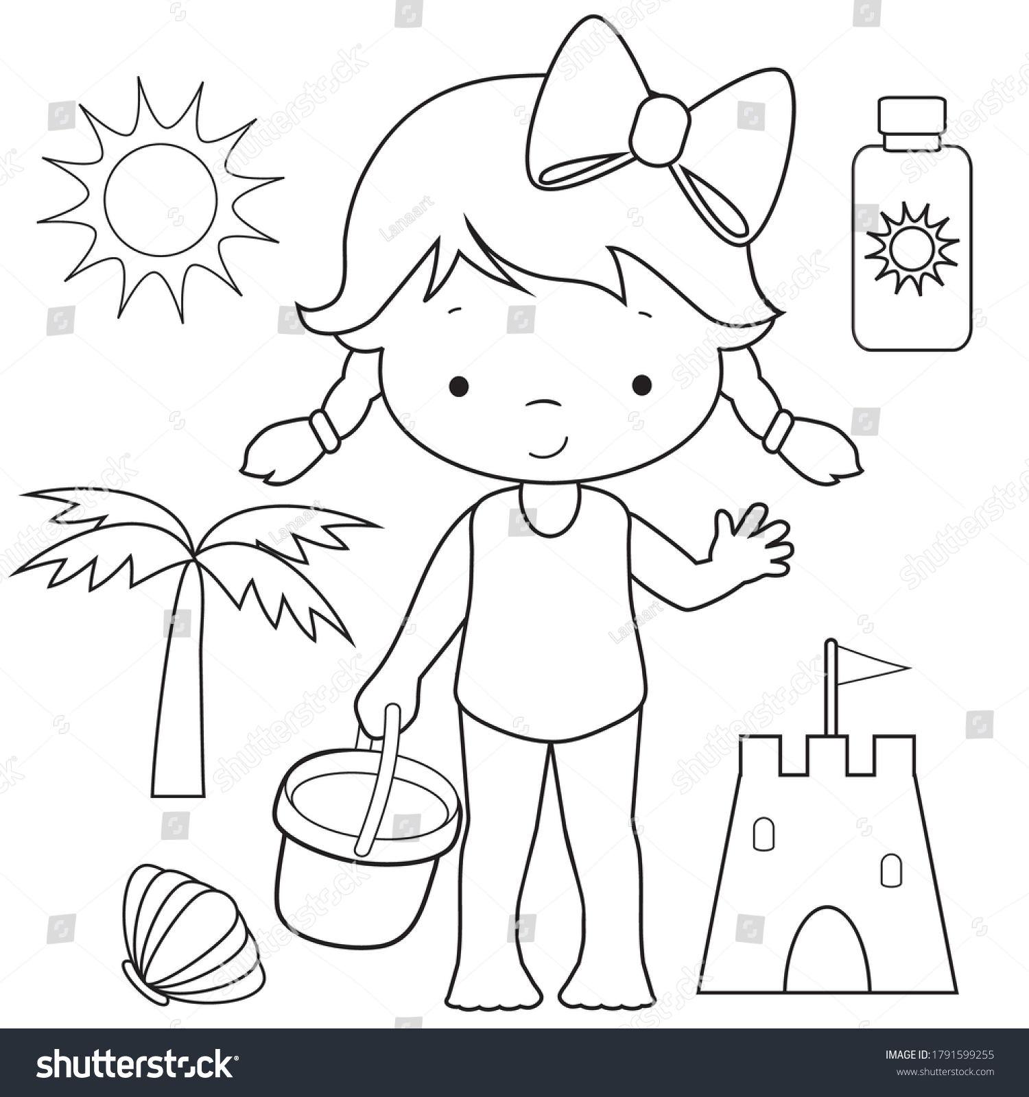 Girl Swimsuit On Beach Vector Cartoon Stock Vector (Royalty Free ...