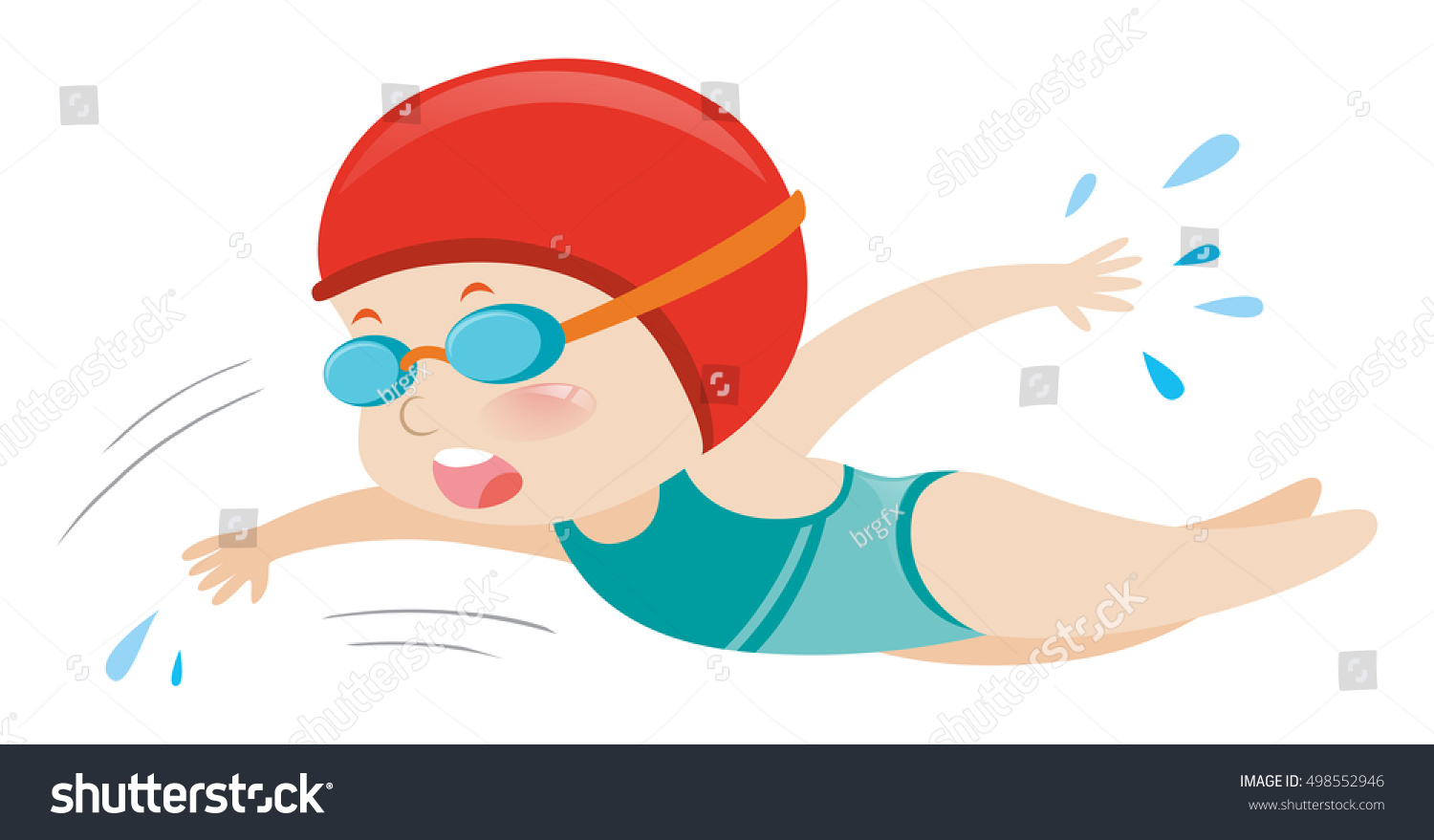 Girl Blue Swimsuit Swimming Illustration Stock Vector 498552946 ...