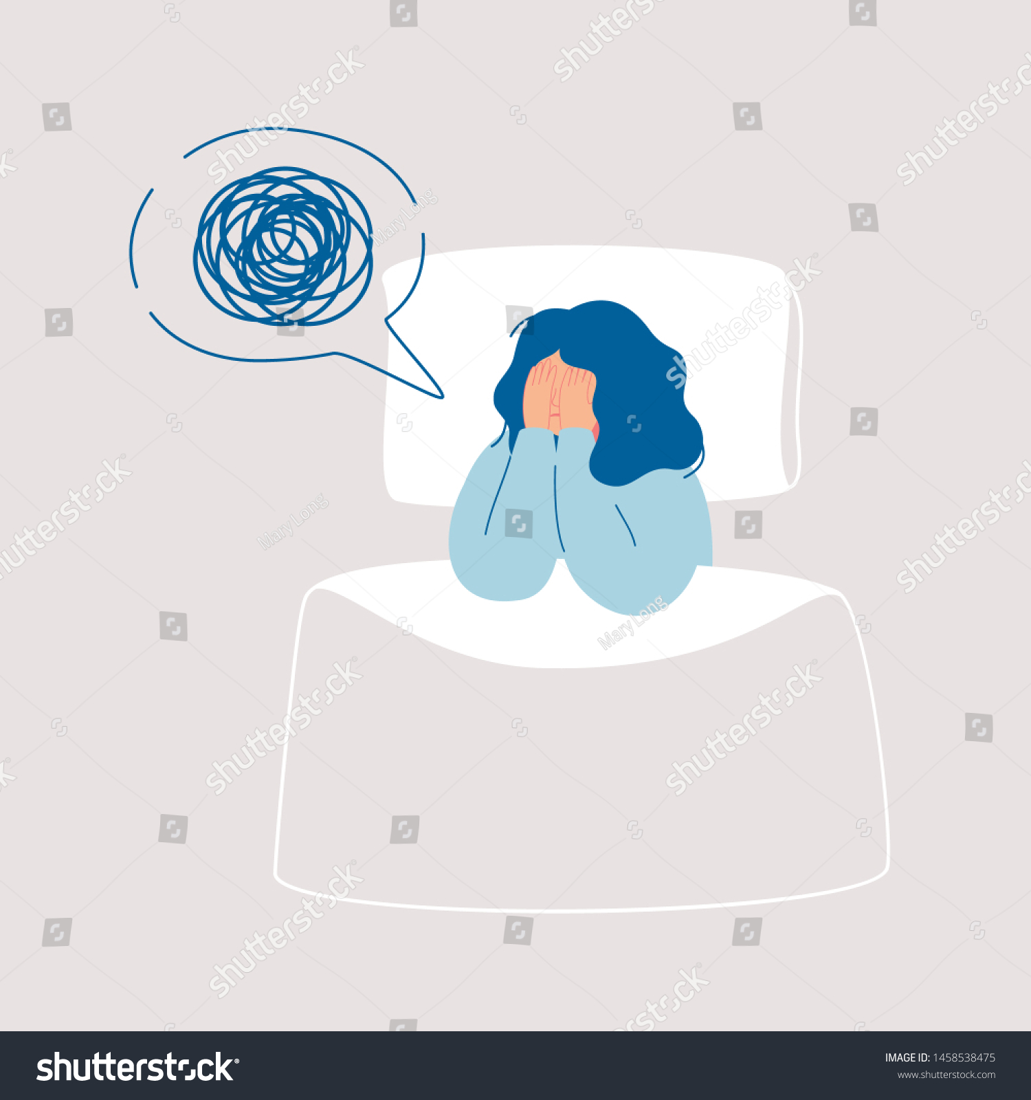 Girl Depression Has Confused Thoughts Her Stock Vector Royalty Free 1458538475