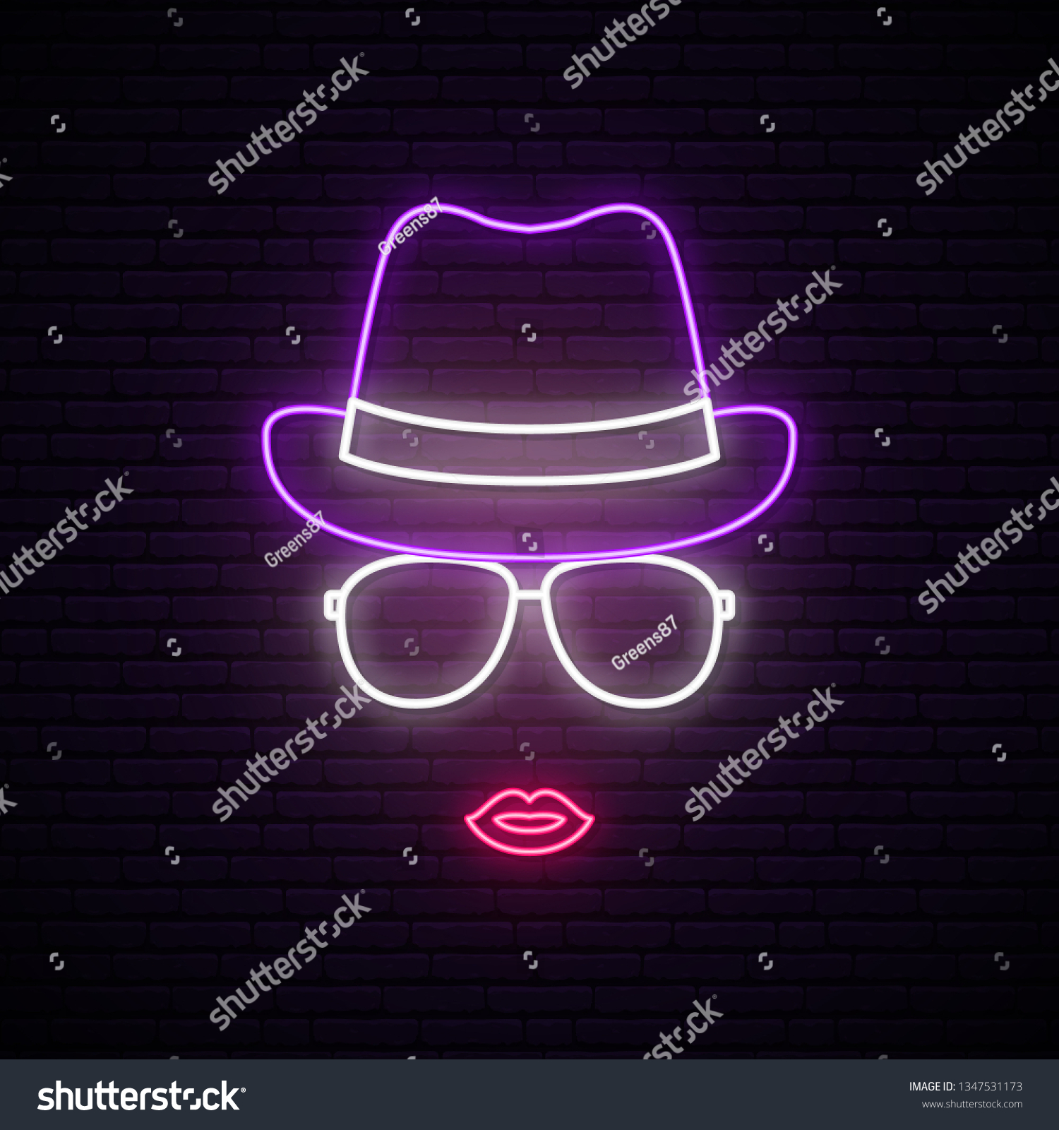 Girl Hat Sunglasses Neon Silhouette Bright Stock Vector Royalty Free 1347531173 7677