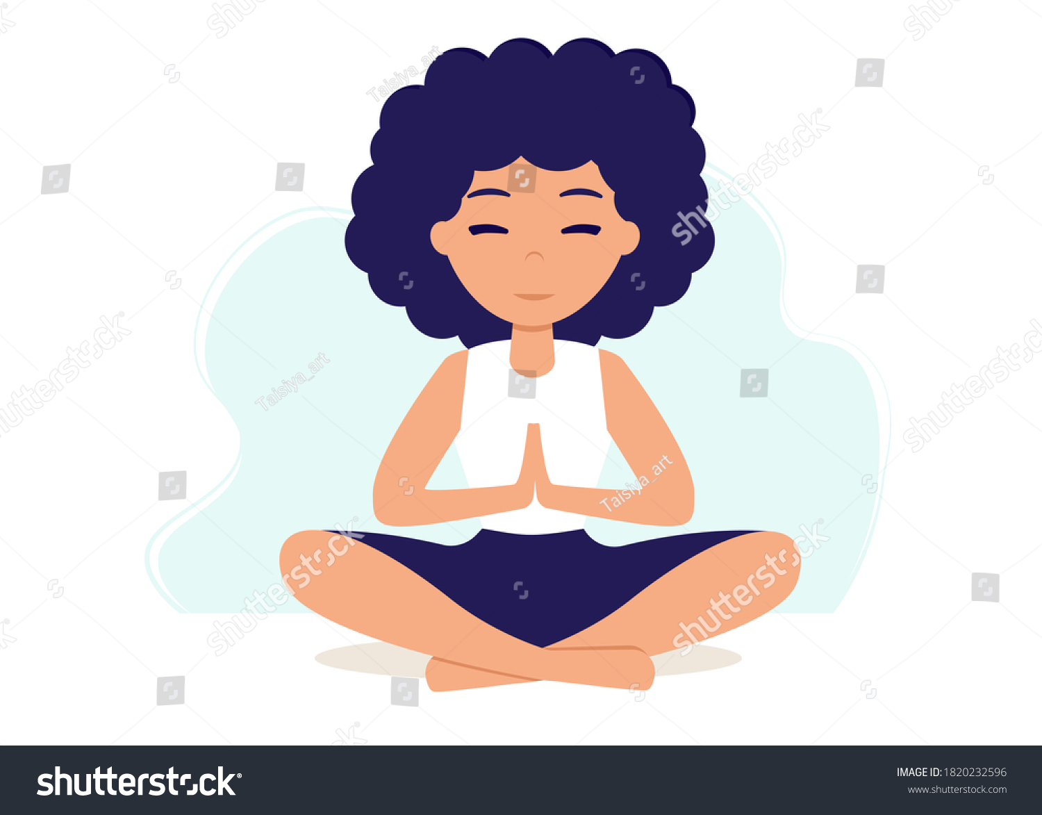 Girl Yoga Lotus Practices Meditation Vector Stock Vector Royalty Free 1820232596 Shutterstock 4037