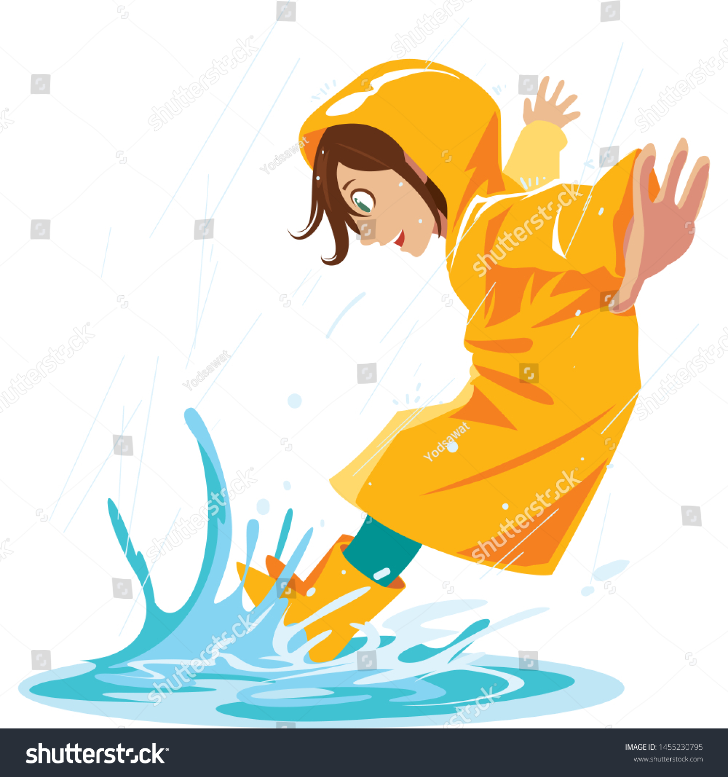 Girl Like Stomp Rain Puddles Rainy Stock Vector (Royalty Free ...