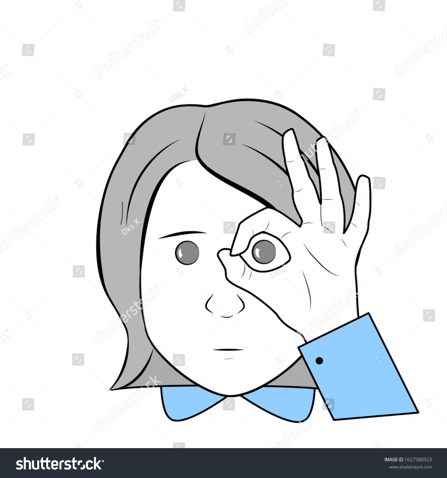 Girl Looking Through Fingers Vector Illustration Stock Vector (Royalty ...