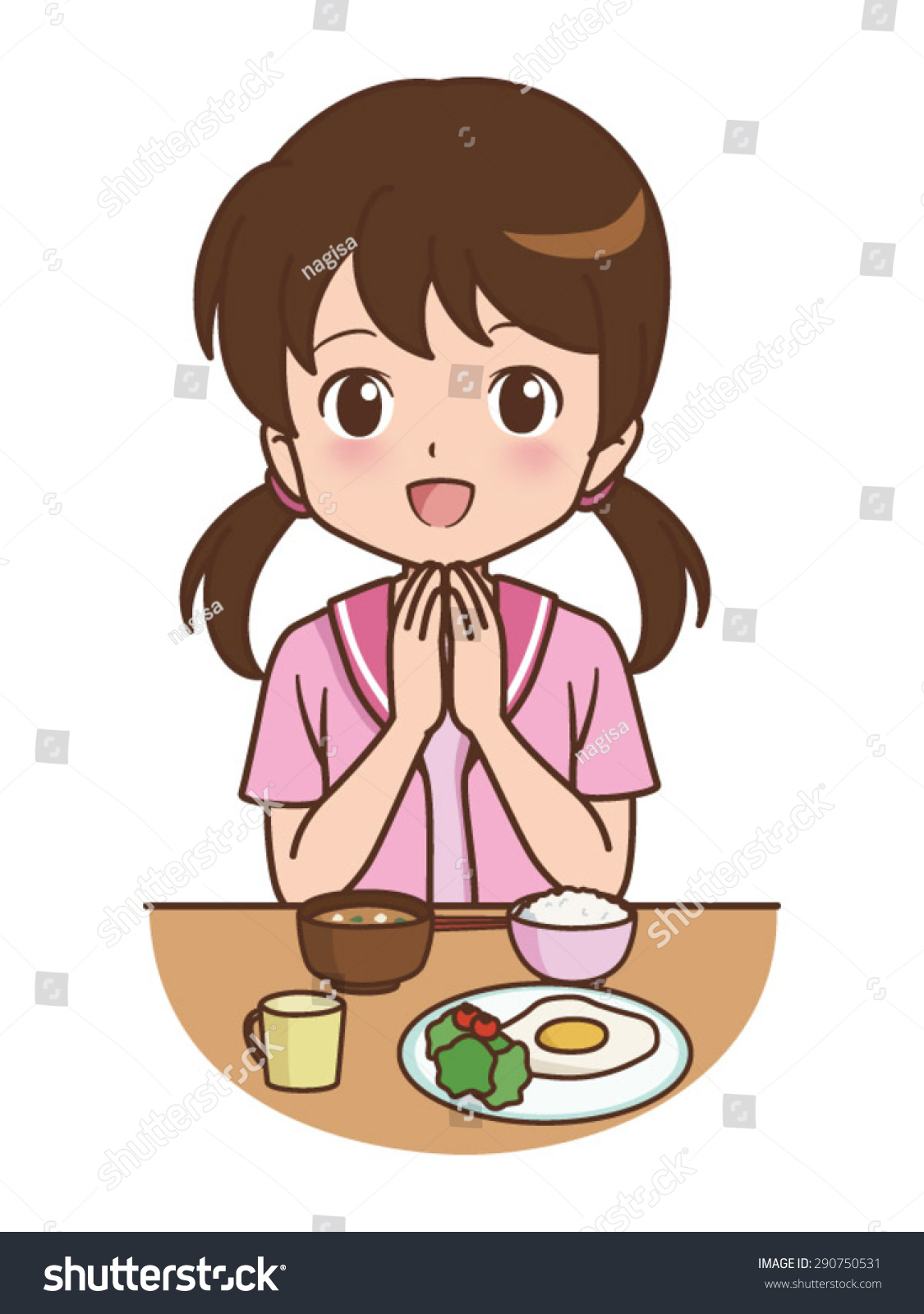 Girl Meal Stock Vector (Royalty Free) 290750531
