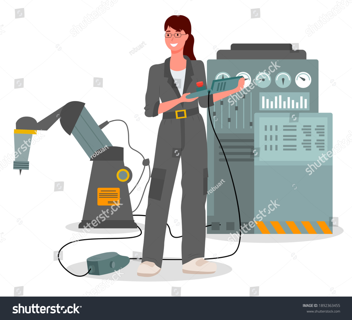 Girl Mechanic Dressed Special Uniform Gray Stock Vector (Royalty Free ...