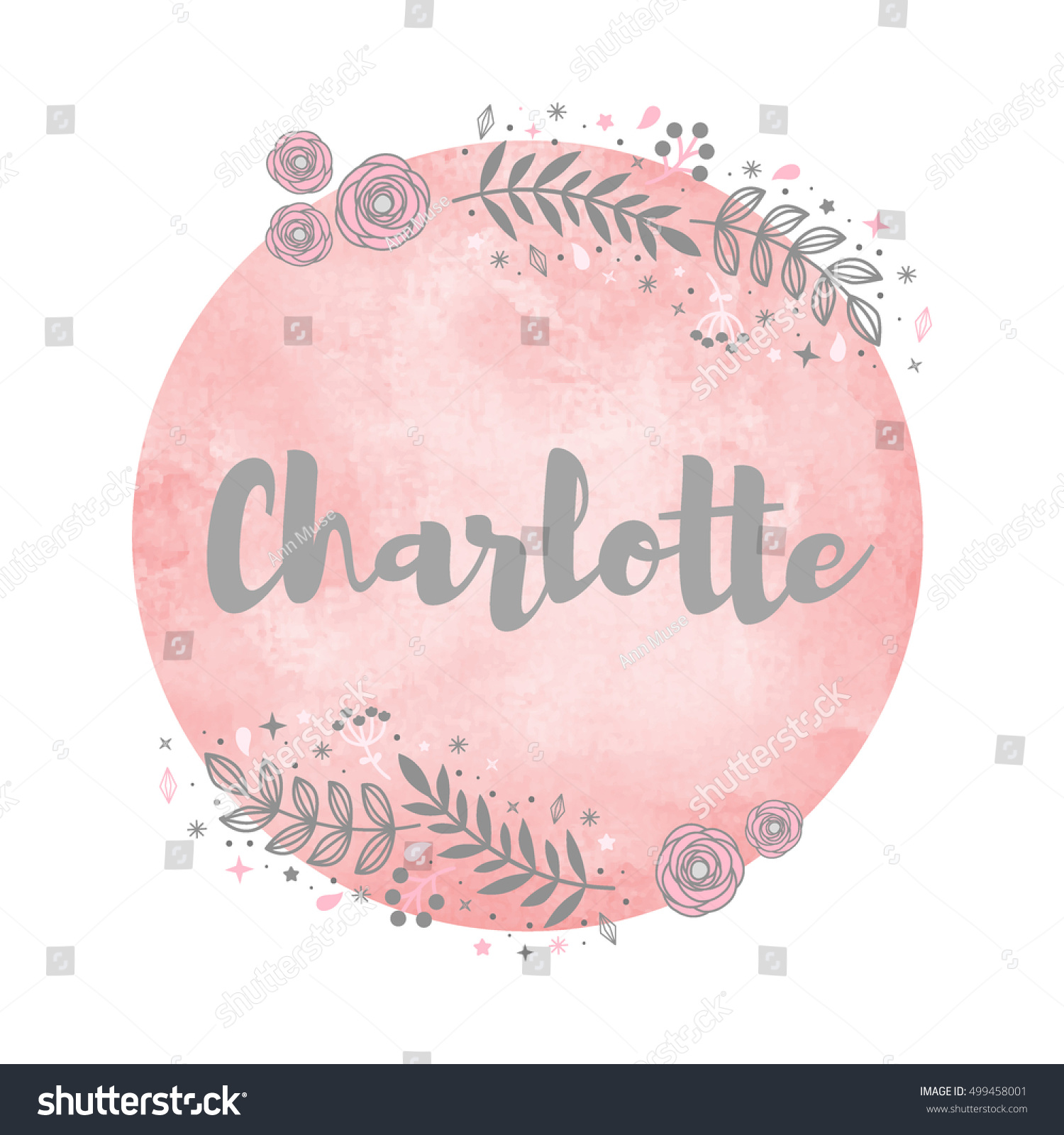 Girl Name Charlotte Calligraphy Lettering Cute Stock Vector Shutterstock