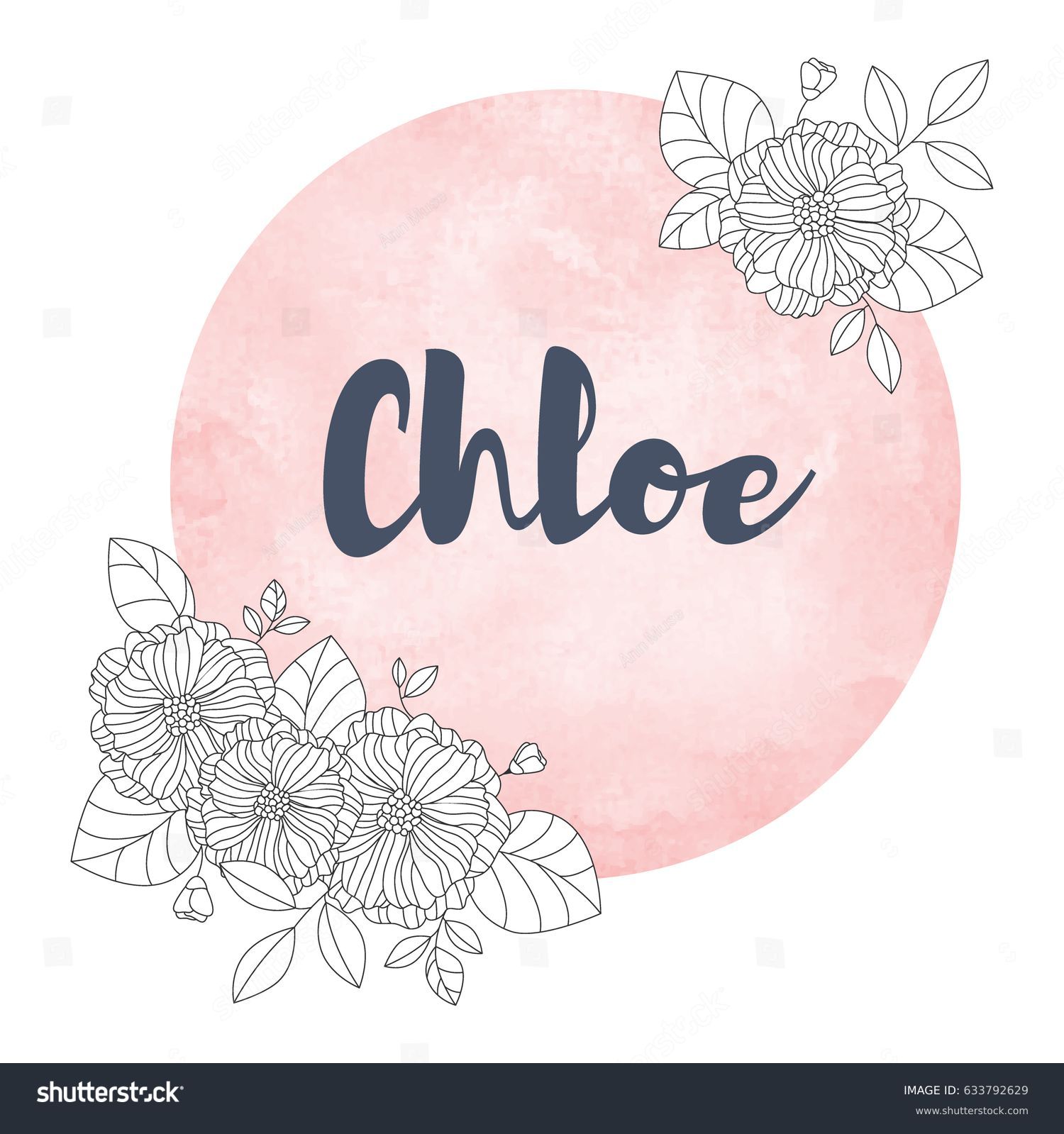 Girl Name Chloe Calligraphy Lettering Cute Stock Vector (Royalty Free