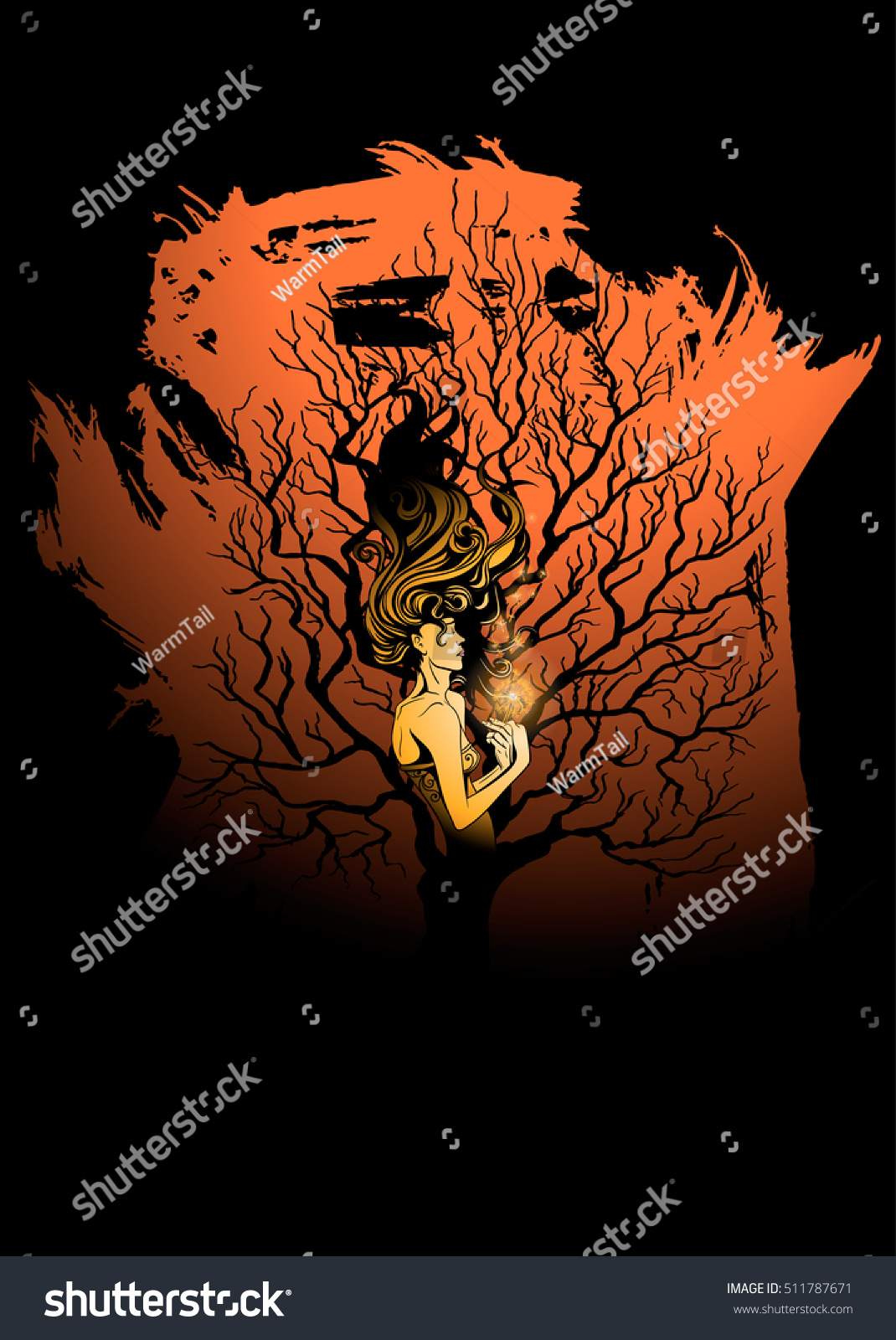 Girl Nymph Woods Stock Vector Royalty Free 511787671 Shutterstock 3974