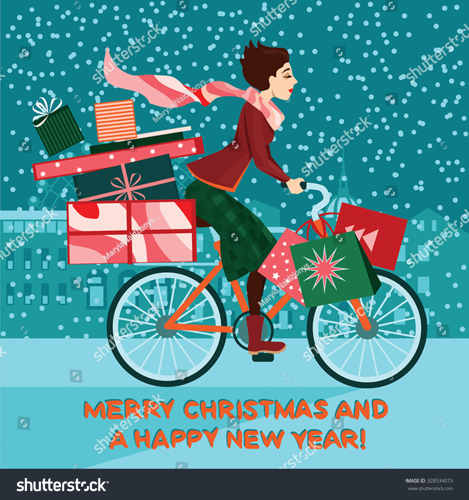Girl on bike with ts Christmas sale