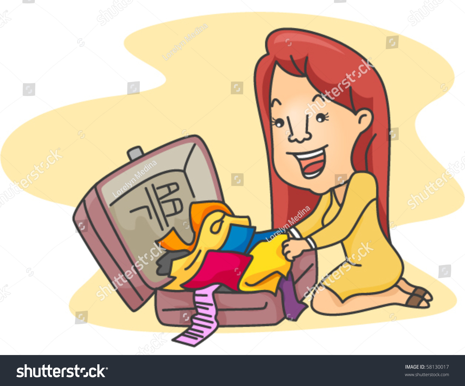 Girl Packing Vector Stock Vector (Royalty Free) 58130017 - Shutterstock