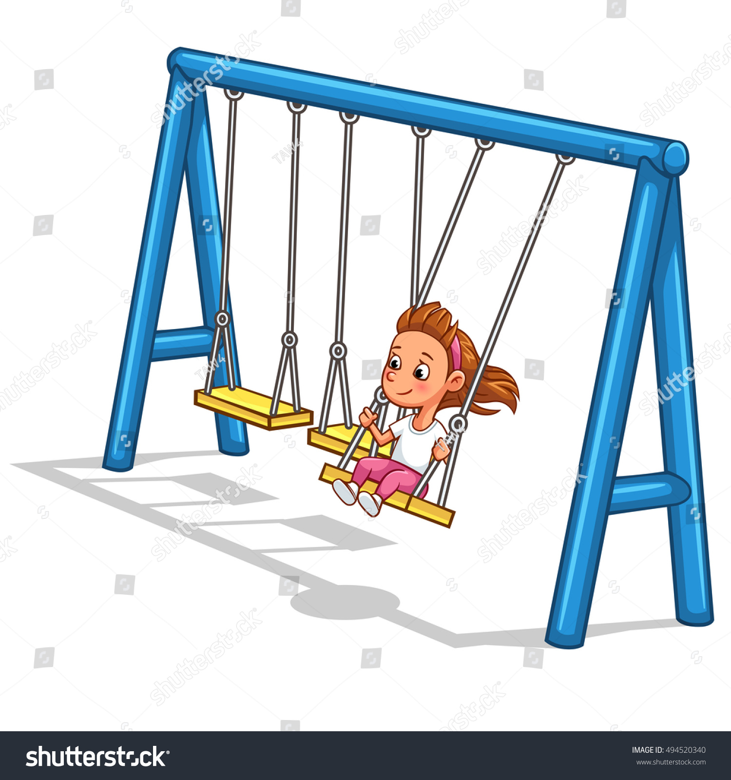 Girl Playing Swing Cartoon Vector Art Stock Vector 494520340 - Shutterstock