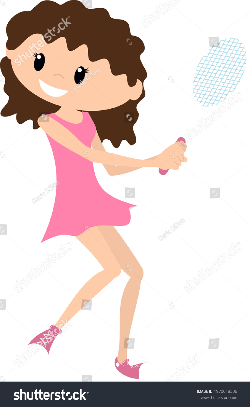 Girl Playing Tennis Backhand Serving Racquet Stock Vector Royalty Free 1970018506 Shutterstock