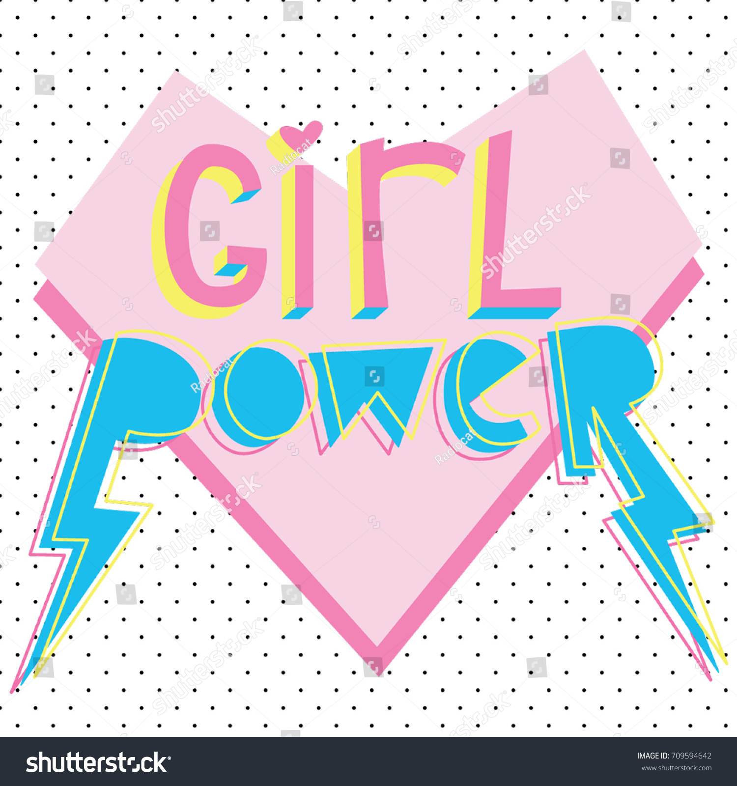 Girl Power Cute Card Bright Graphic Stock Vector Royalty Free