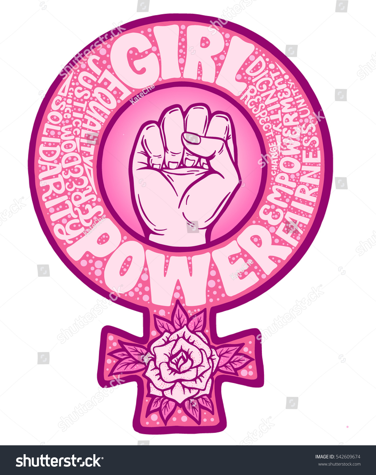 Girl Power Feminism Symbol Hand Drawn Stock Vector 542609674 Shutterstock