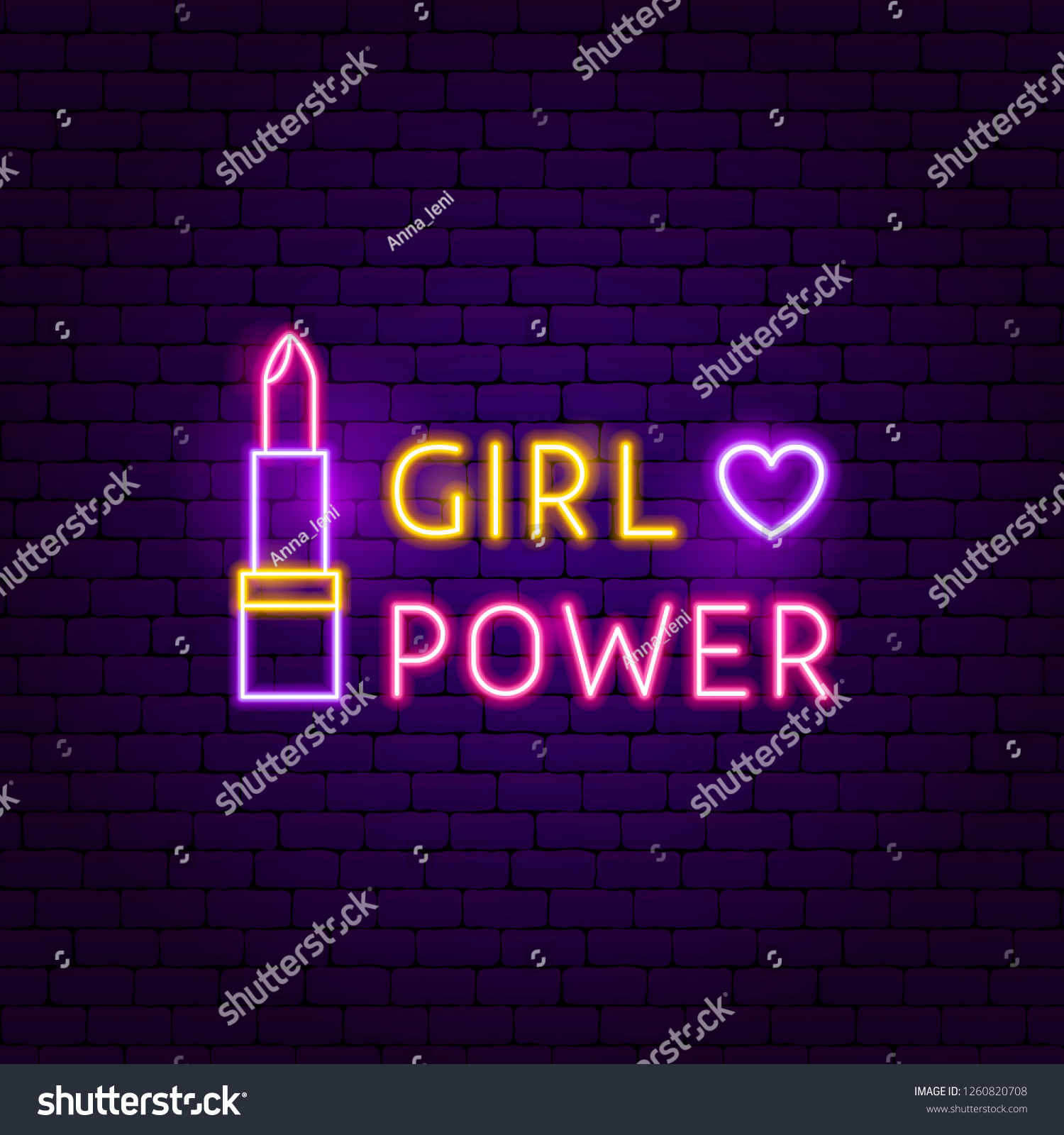 Girl Power Neon Sign Vector Illustration เวกเตอรสตอก ปลอดคาลขสทธ Shutterstock