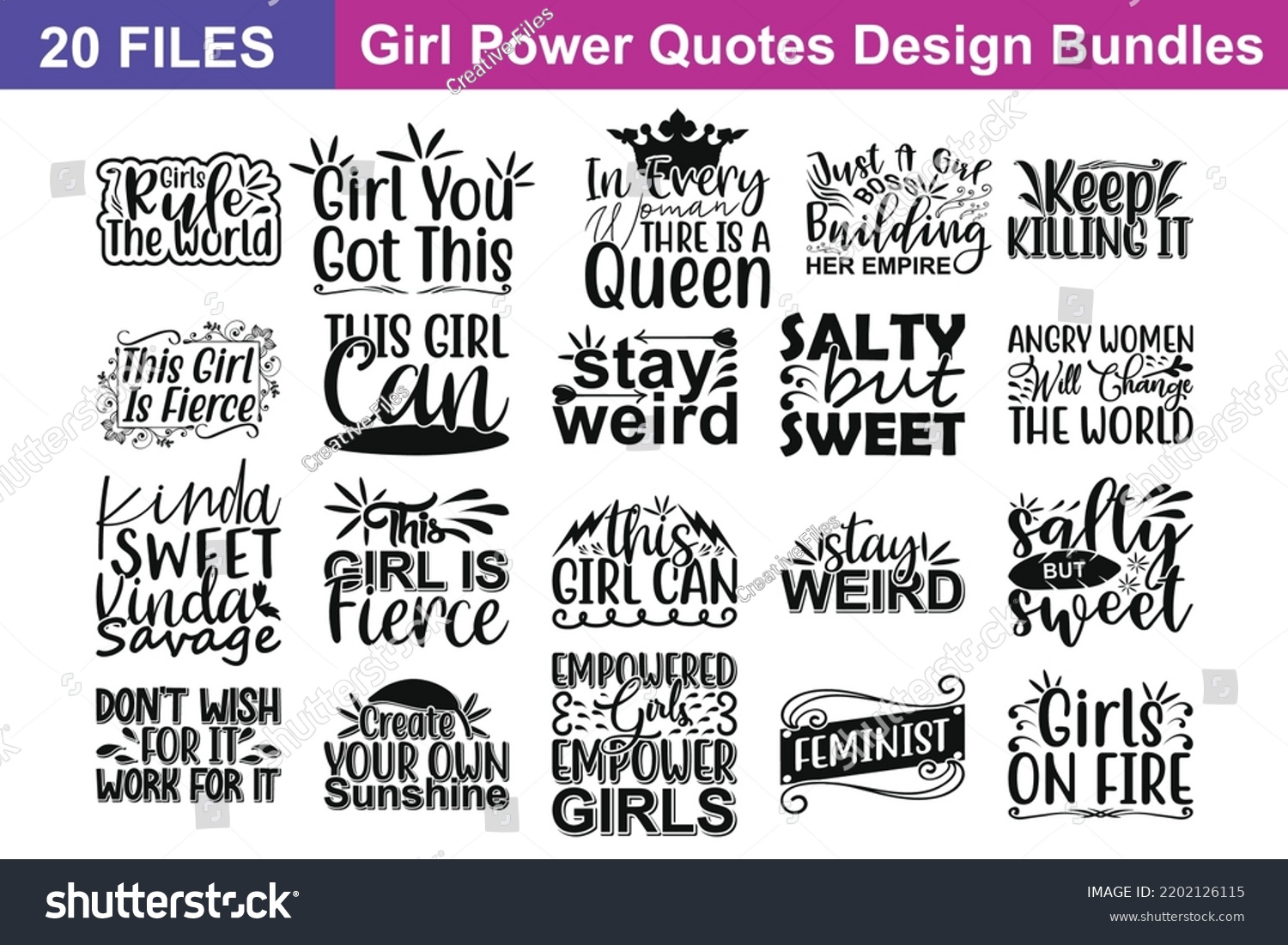 SVG of Girl Power Quotes svg Bundle. Quotes about Girl Power, Girl Power cut files Bundle of 20 svg eps Files for Cutting Machines Cameo Cricut, Girl Power Quotes svg