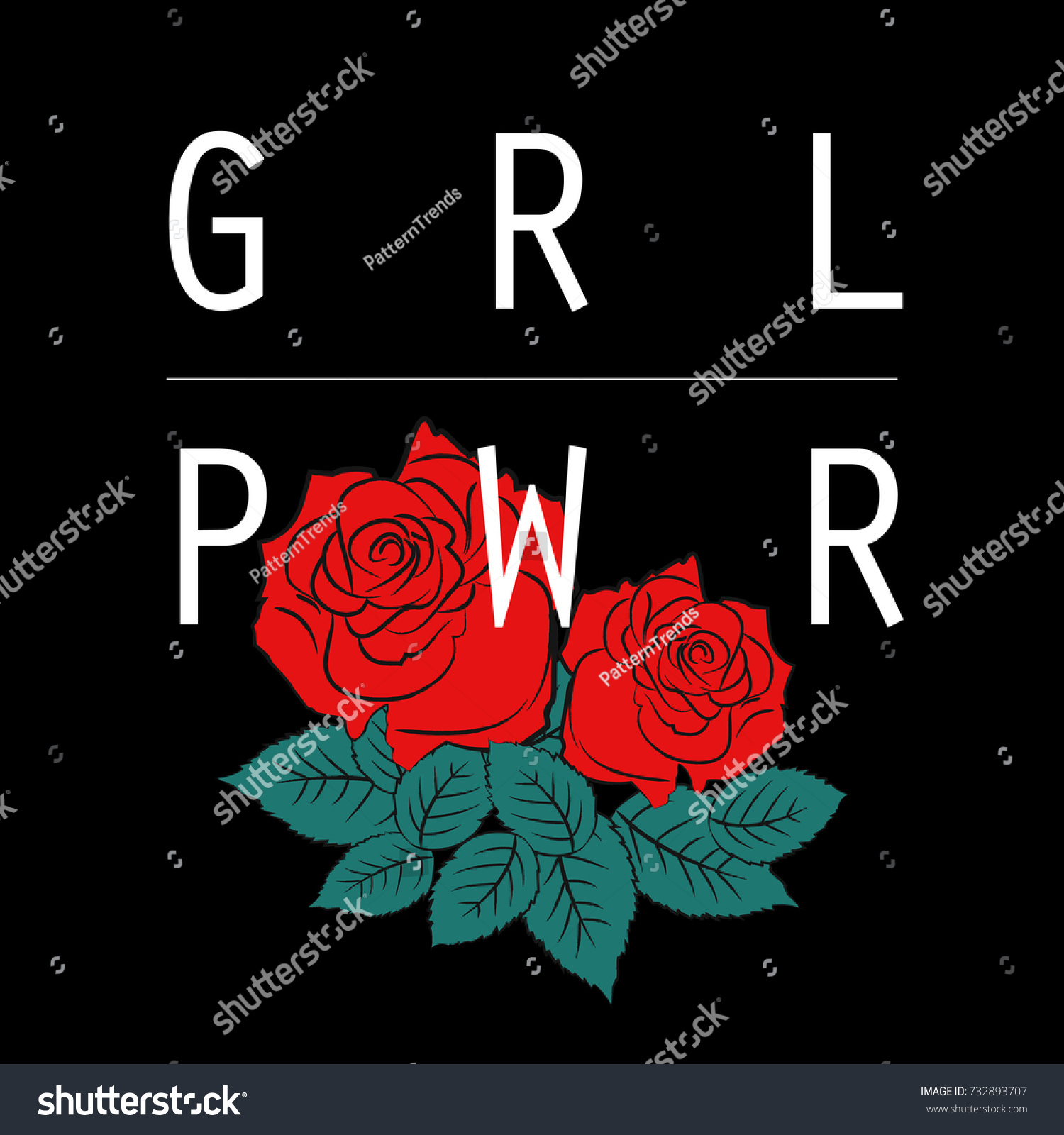 Girl Power Rose Leaves Girl Gang Stock Vector (Royalty Free) 732893707 ...