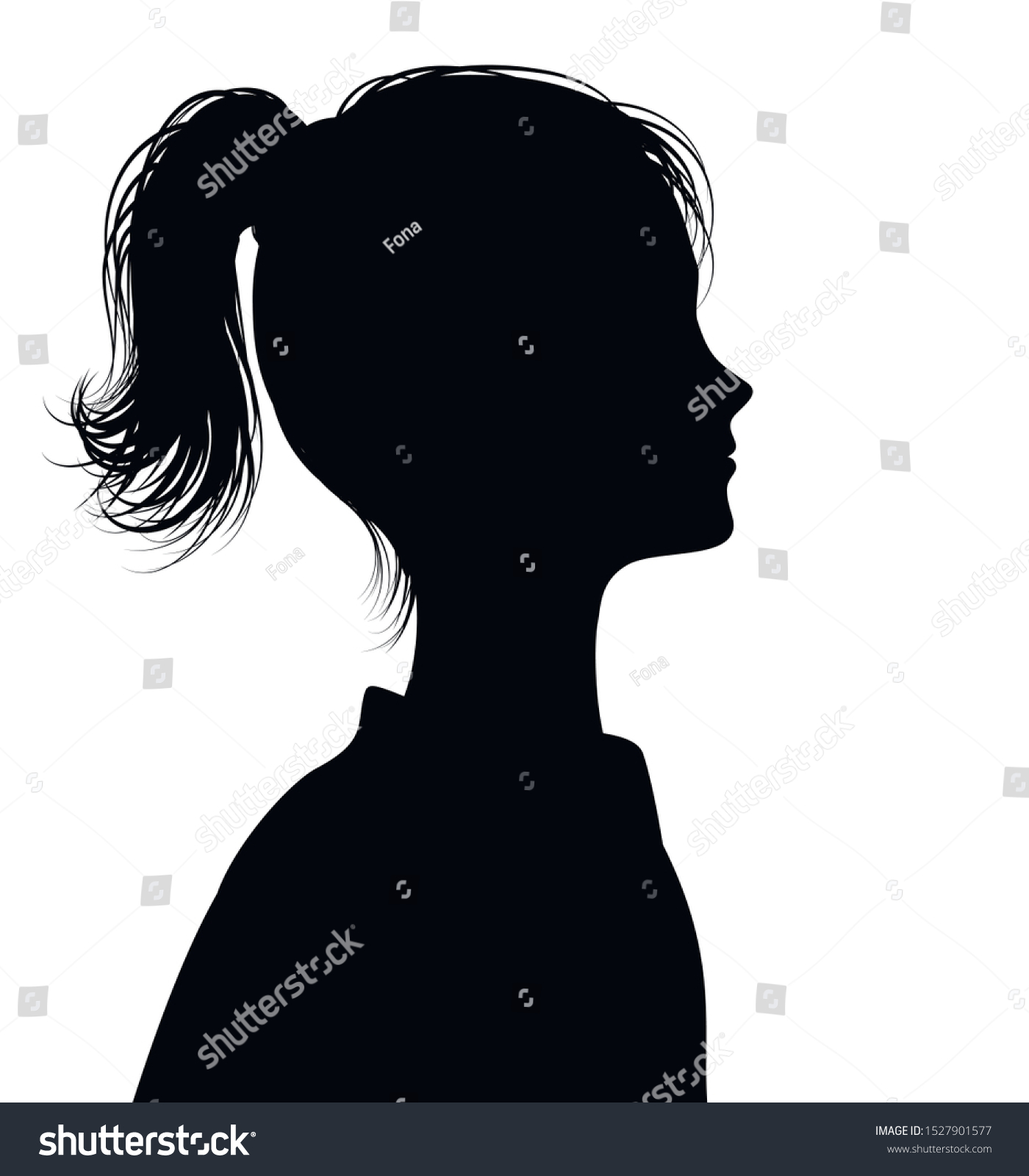 Girl Profile Silhouette Black White Teenager Stock Vector (Royalty Free ...