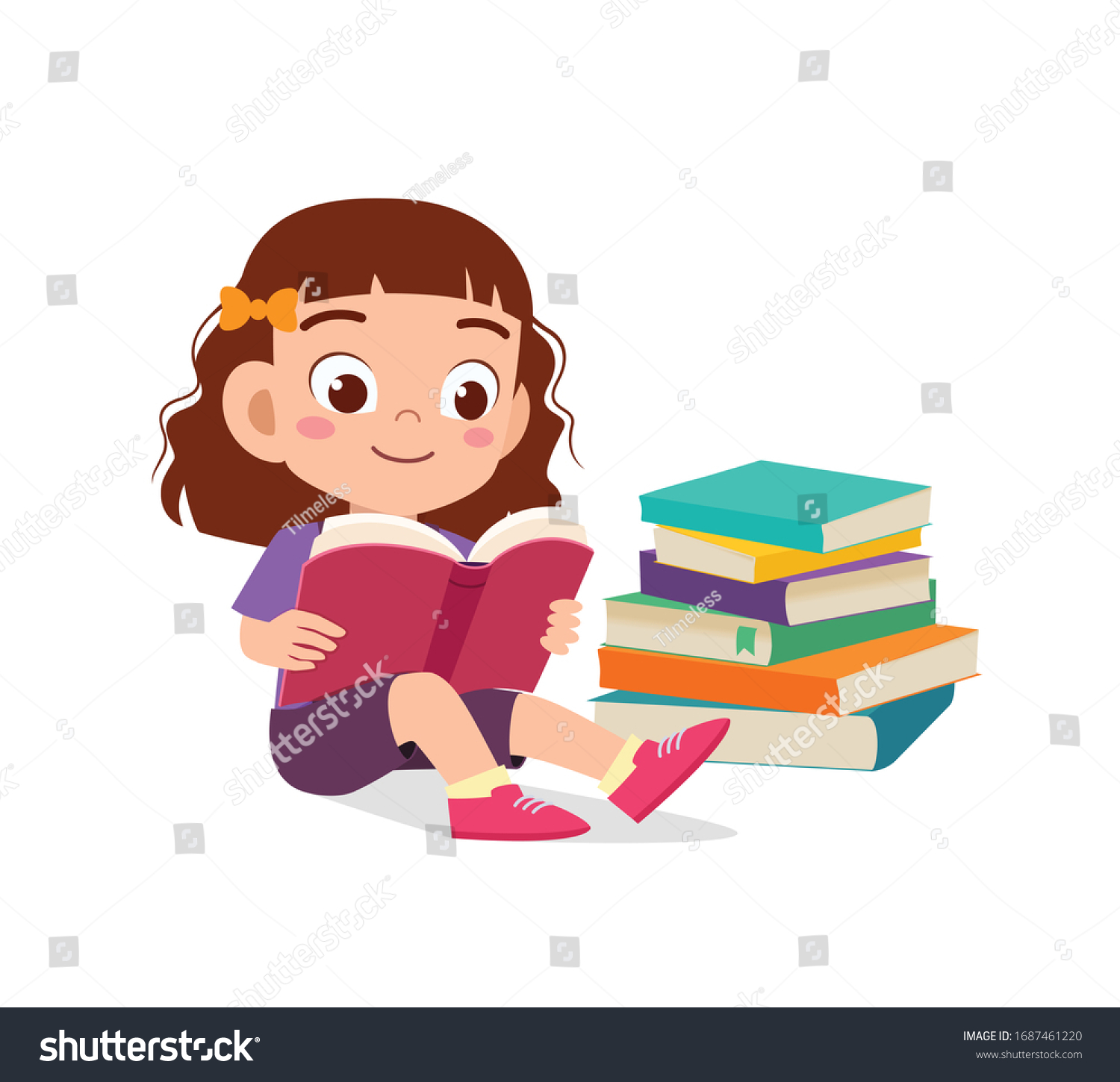 12,113 Little Girl Reading Book Vector Images, Stock Photos & Vectors ...