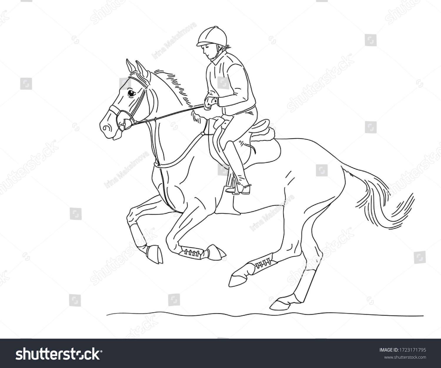 Girl Rider On Horse Makes Quick Stock Vector (Royalty Free) 1723171795 ...