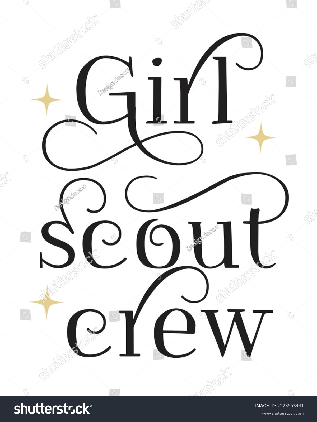 SVG of Girl scout crew phrase lettering Calligraphy on white Background svg