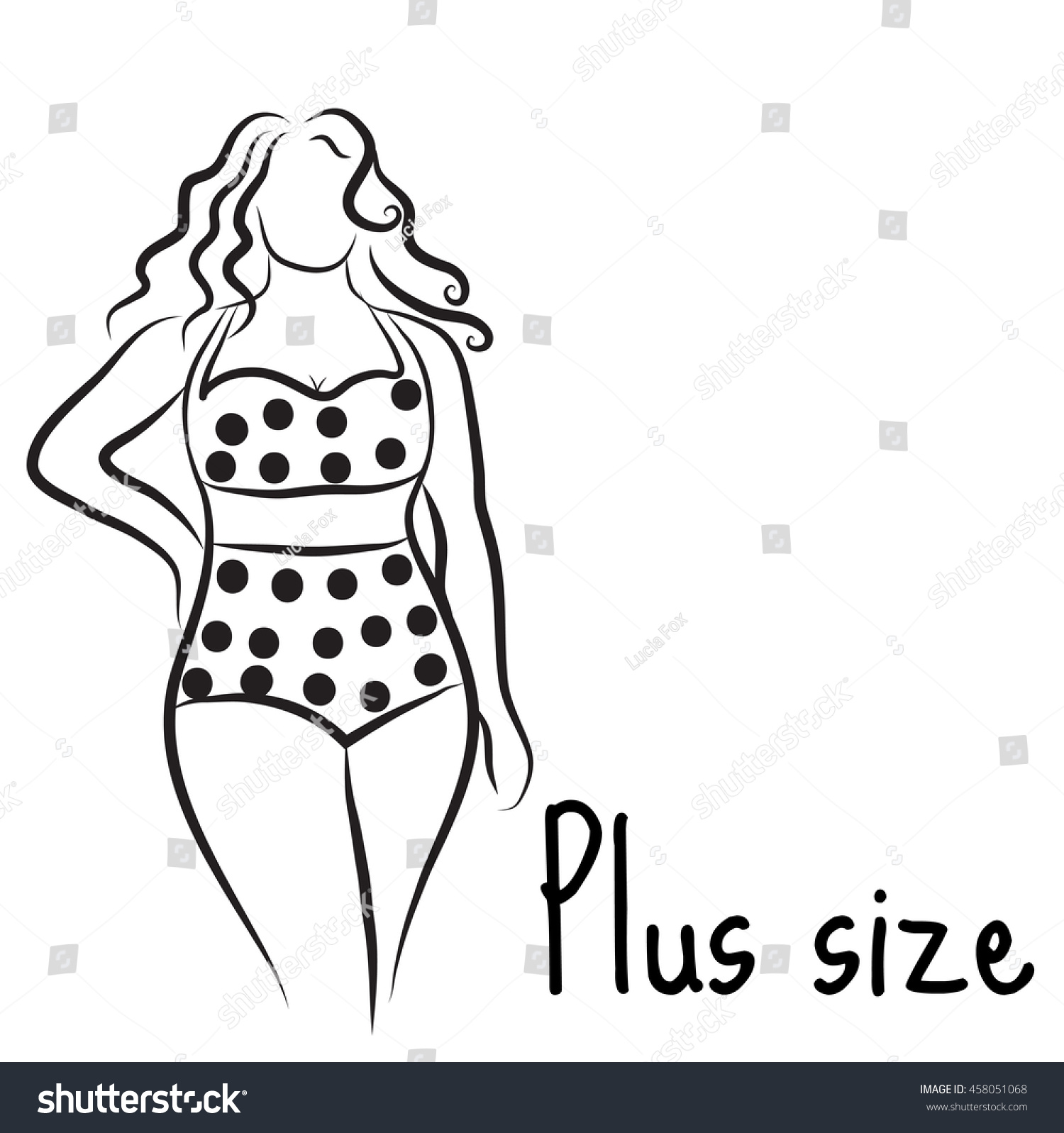 Girl Silhouette Sketch Plus Size Model Stock Vector (Royalty Free